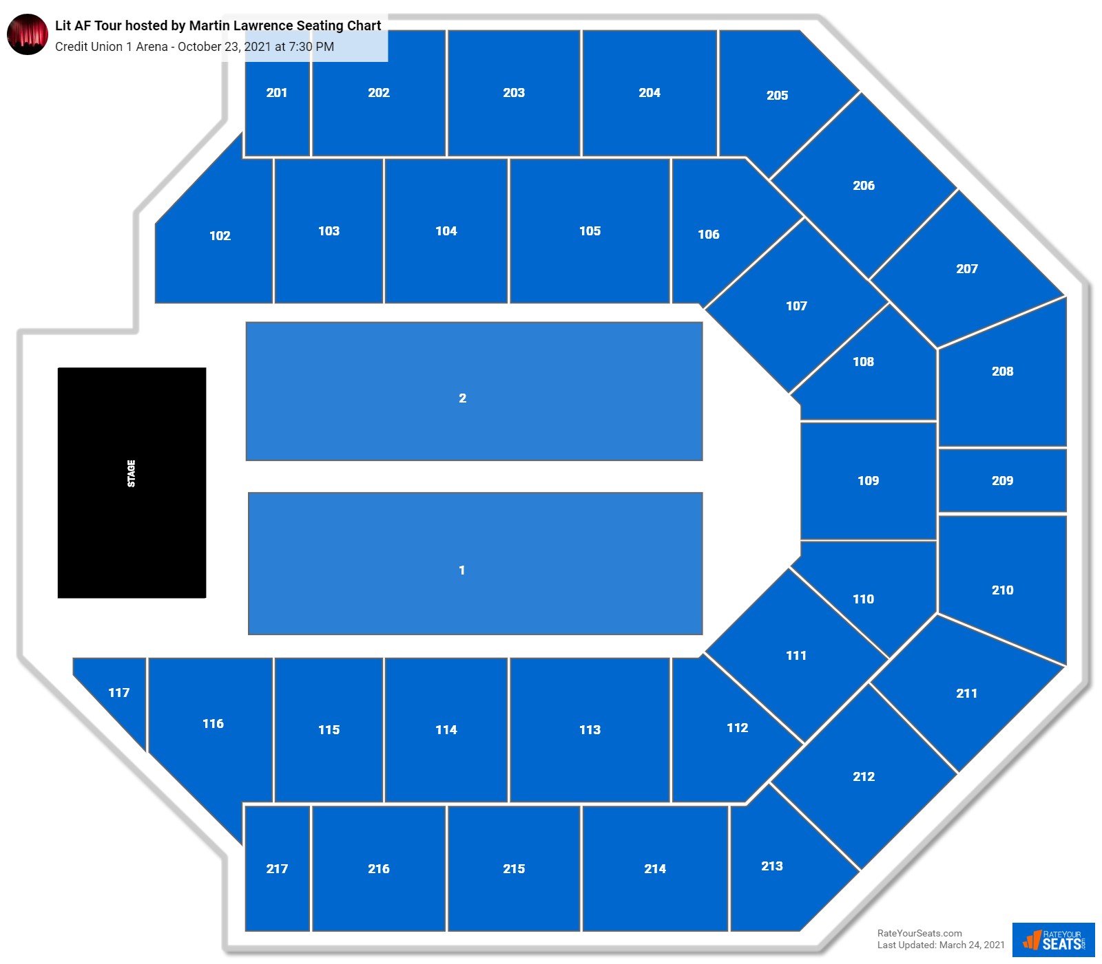 Lit AF Tour hosted by Martin Lawrence seating chart Credit Union 1 Arena