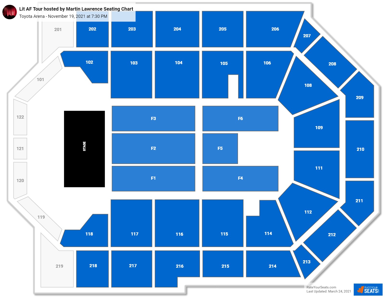 Lit AF Tour hosted by Martin Lawrence seating chart Toyota Arena