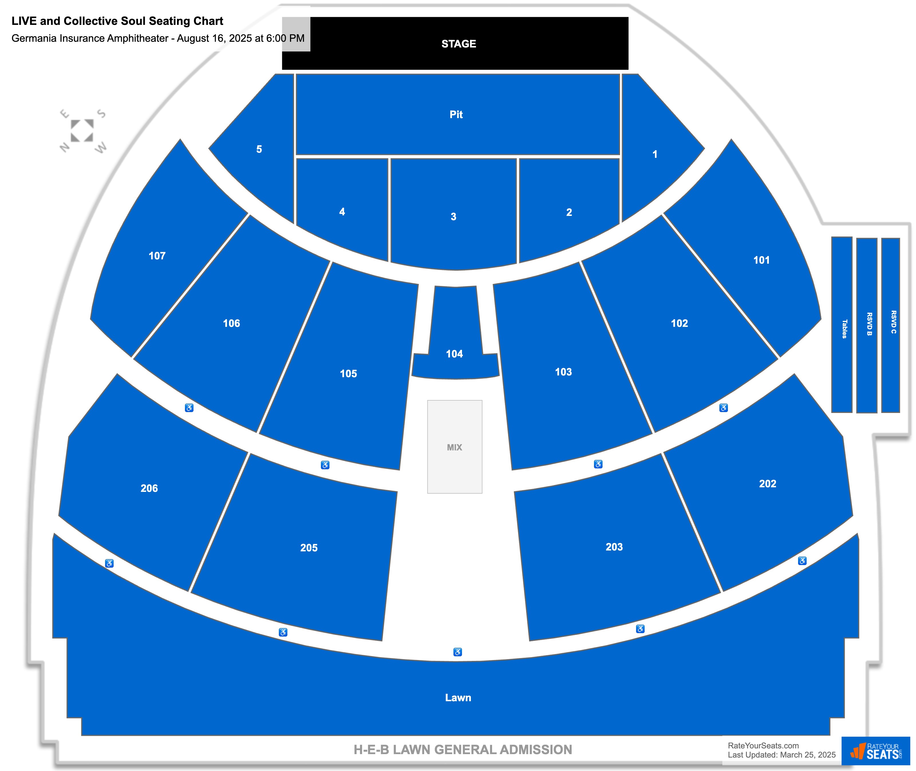 LIVE and Collective Soul seating chart Germania Insurance Amphitheater