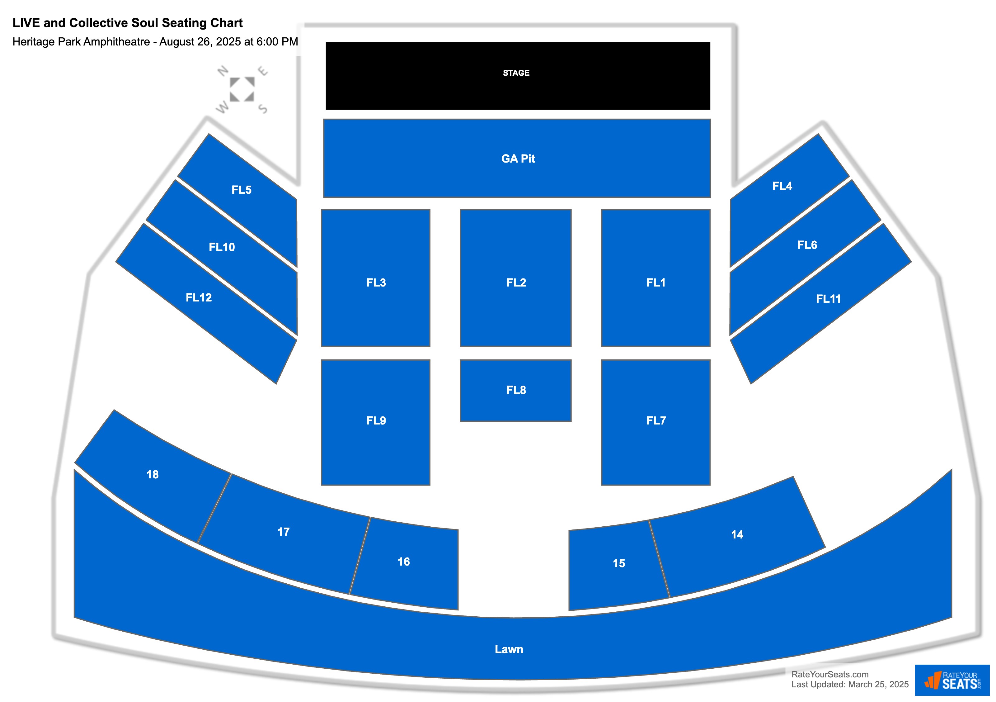 LIVE and Collective Soul seating chart Heritage Park Amphitheatre