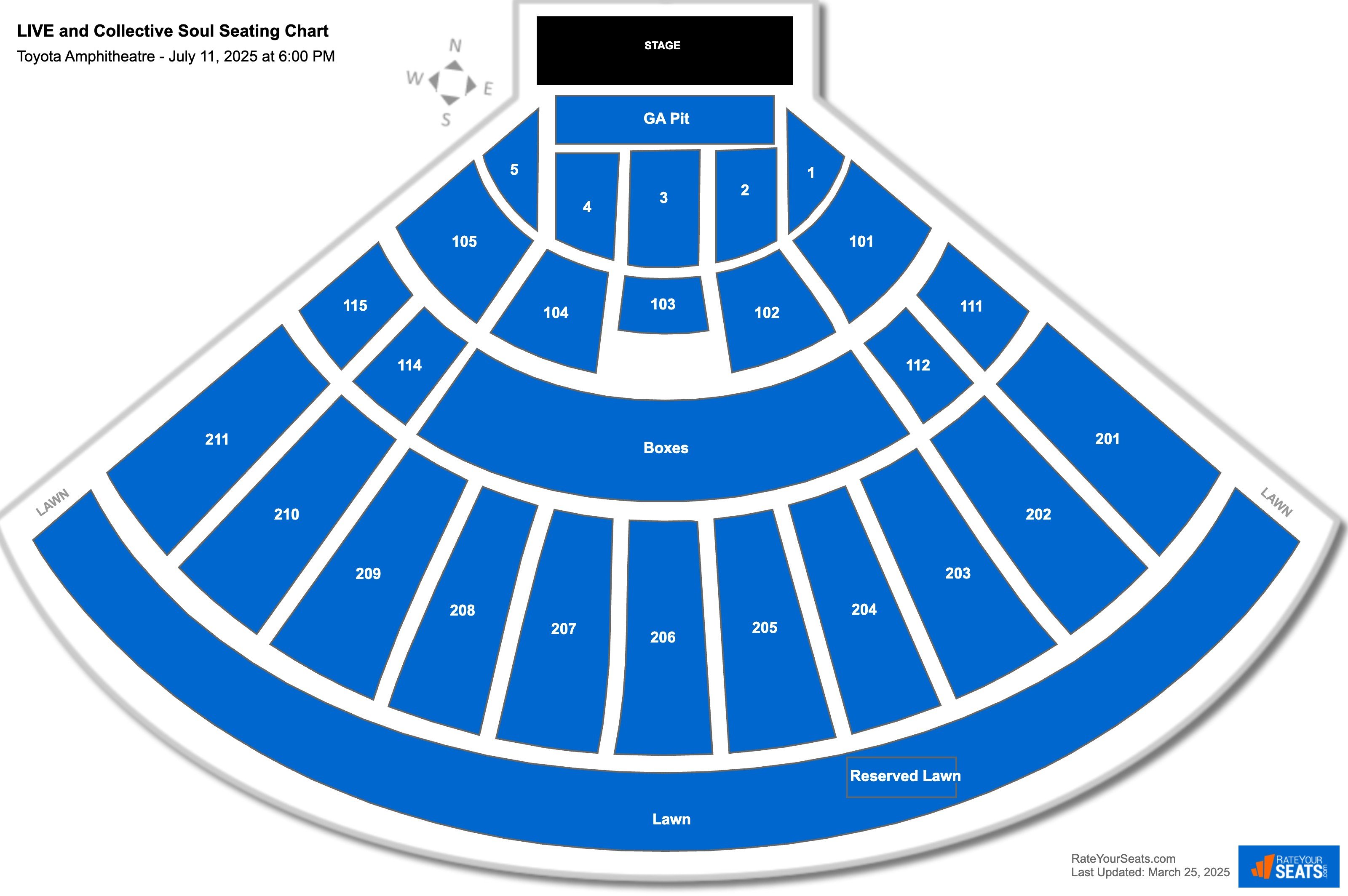 LIVE and Collective Soul seating chart Toyota Amphitheatre