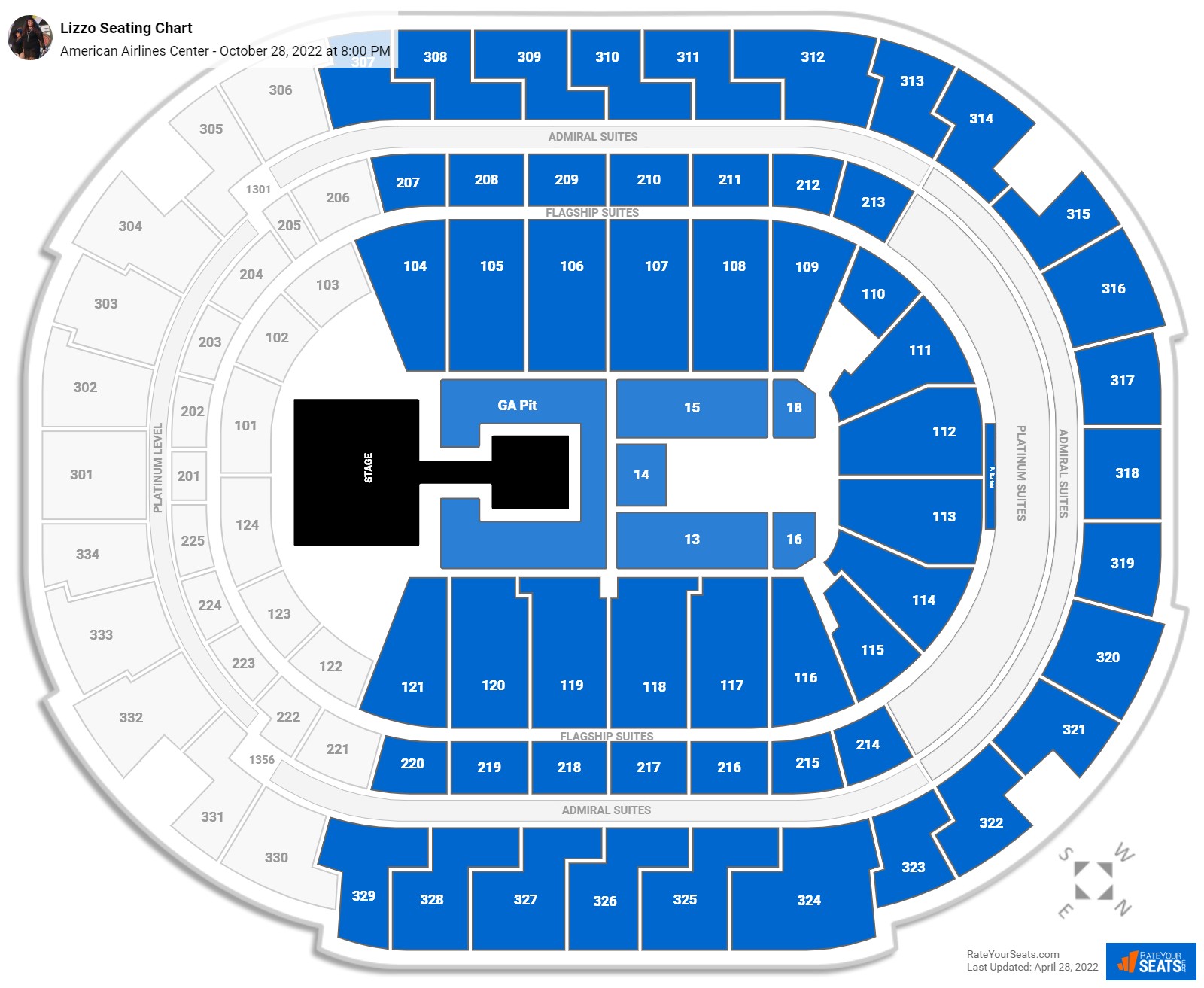 Lizzo seating chart American Airlines Center
