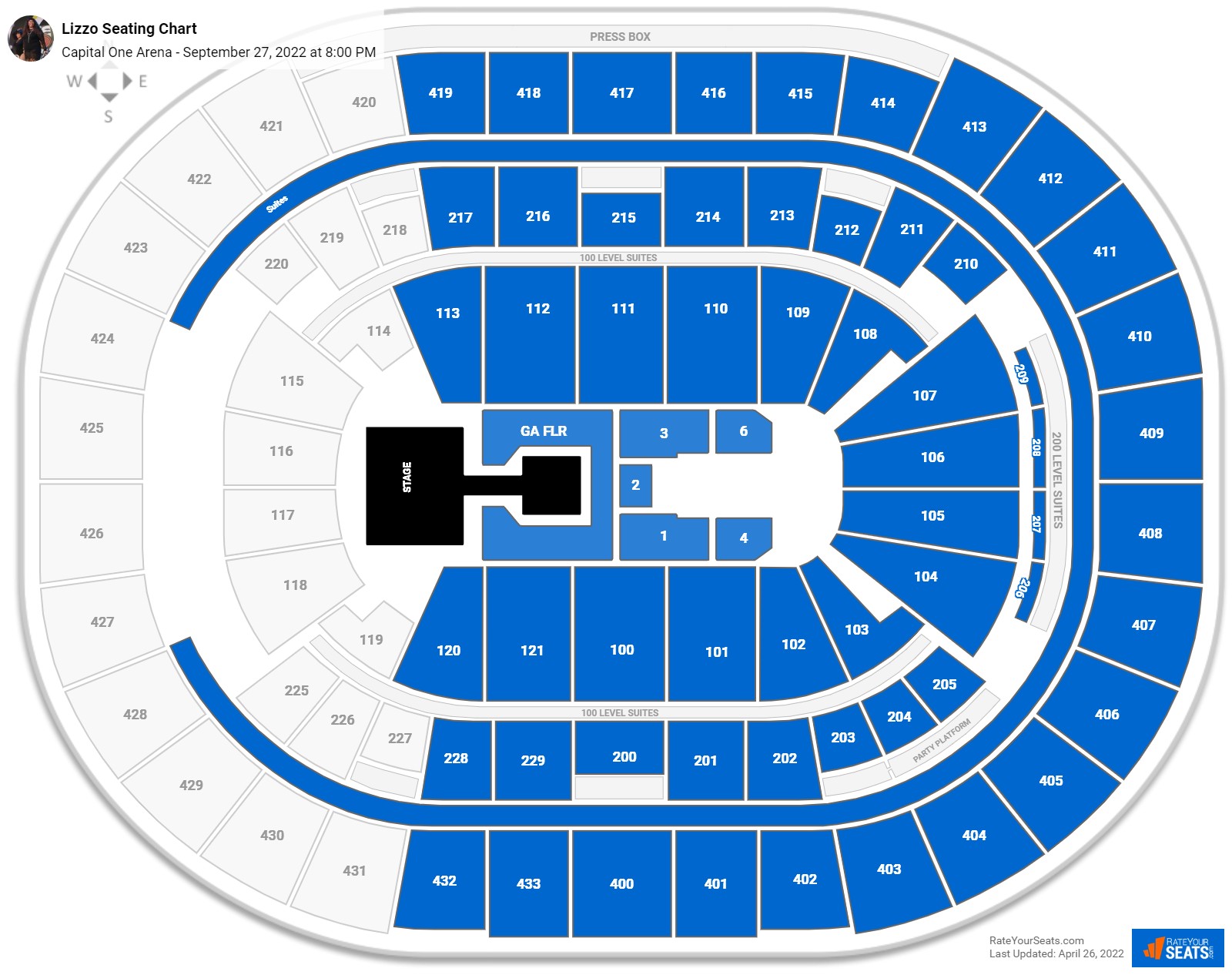 Lizzo seating chart Capital One Arena