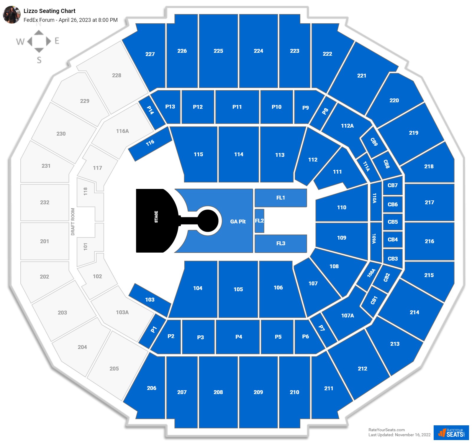 Lizzo seating chart FedEx Forum