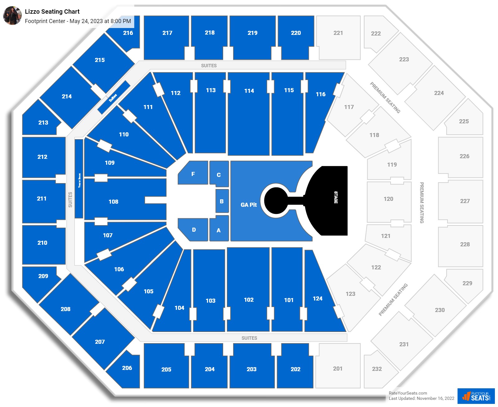 Lizzo seating chart Footprint Center