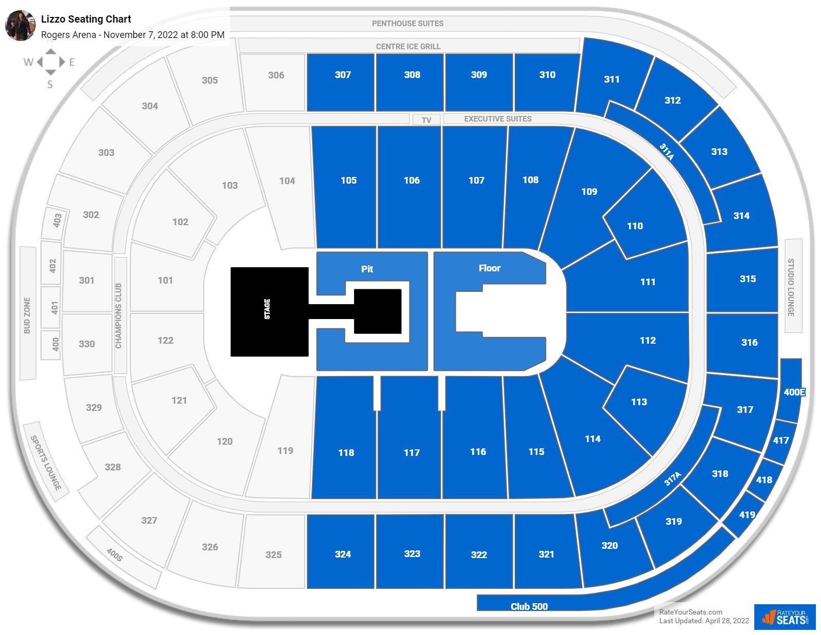 Lizzo seating chart Rogers Arena