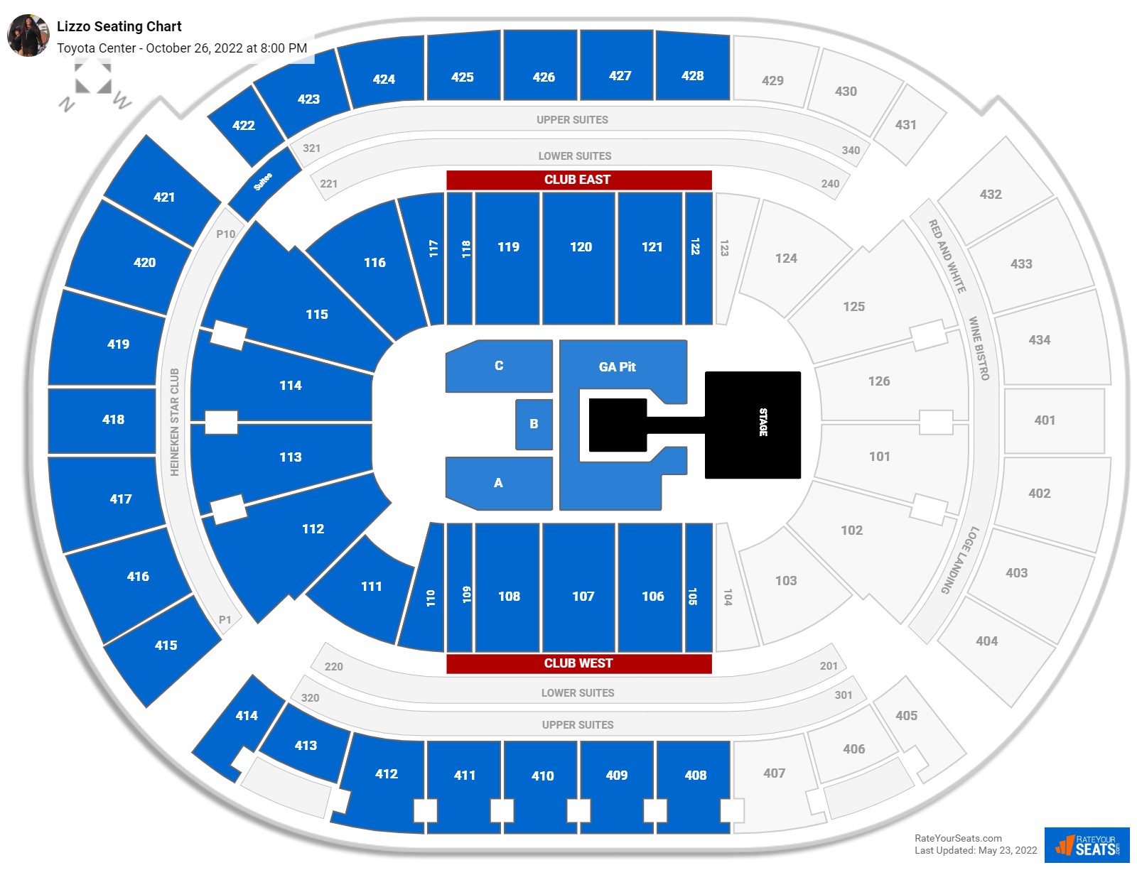 Lizzo seating chart Toyota Center