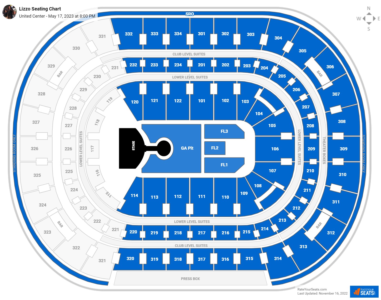 Lizzo seating chart United Center