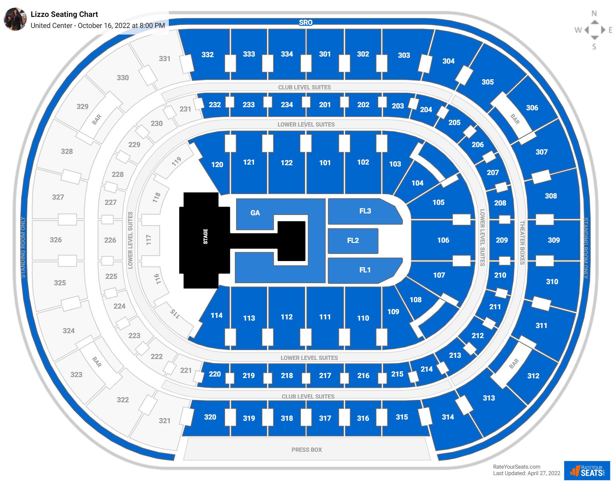 Lizzo seating chart United Center
