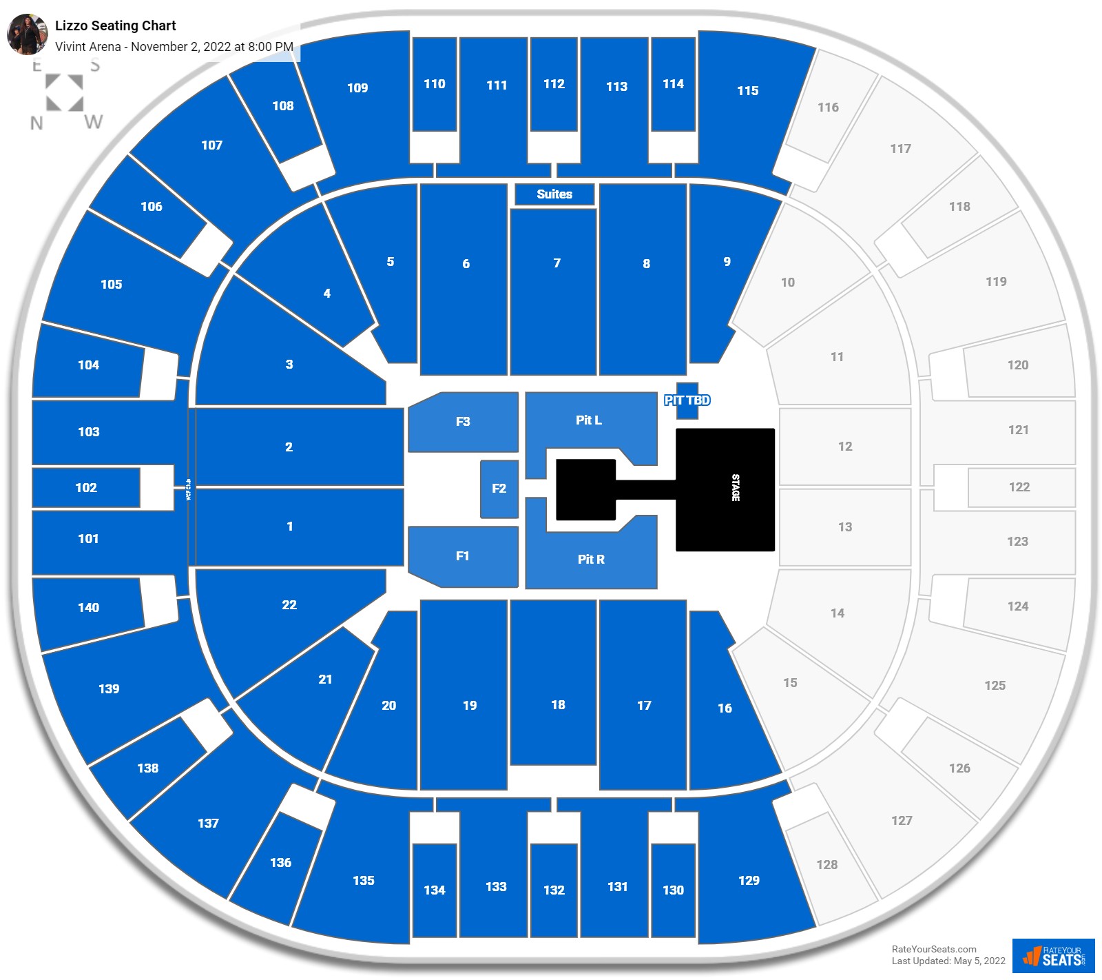 Lizzo seating chart Vivint Arena