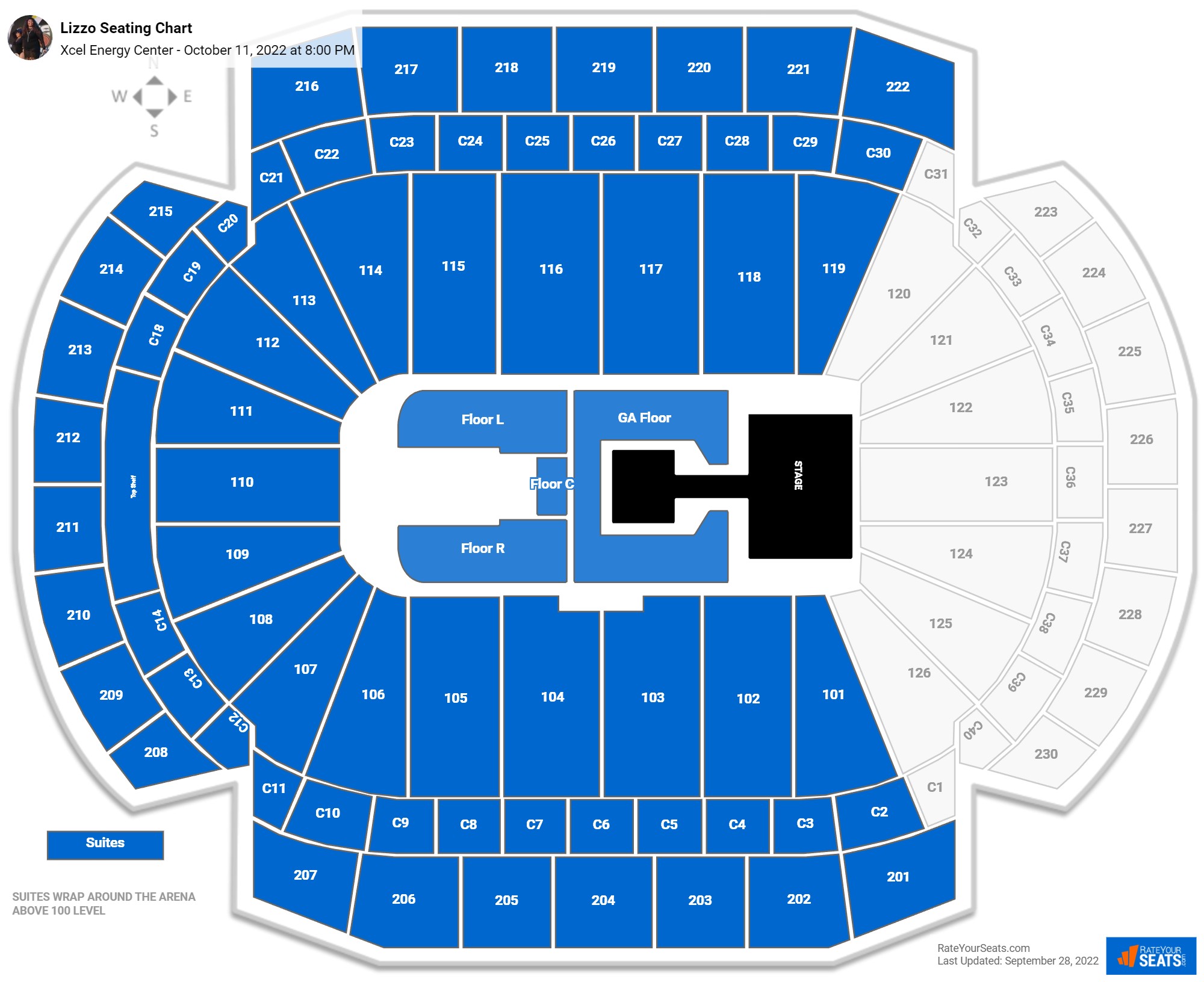 Lizzo seating chart Xcel Energy Center