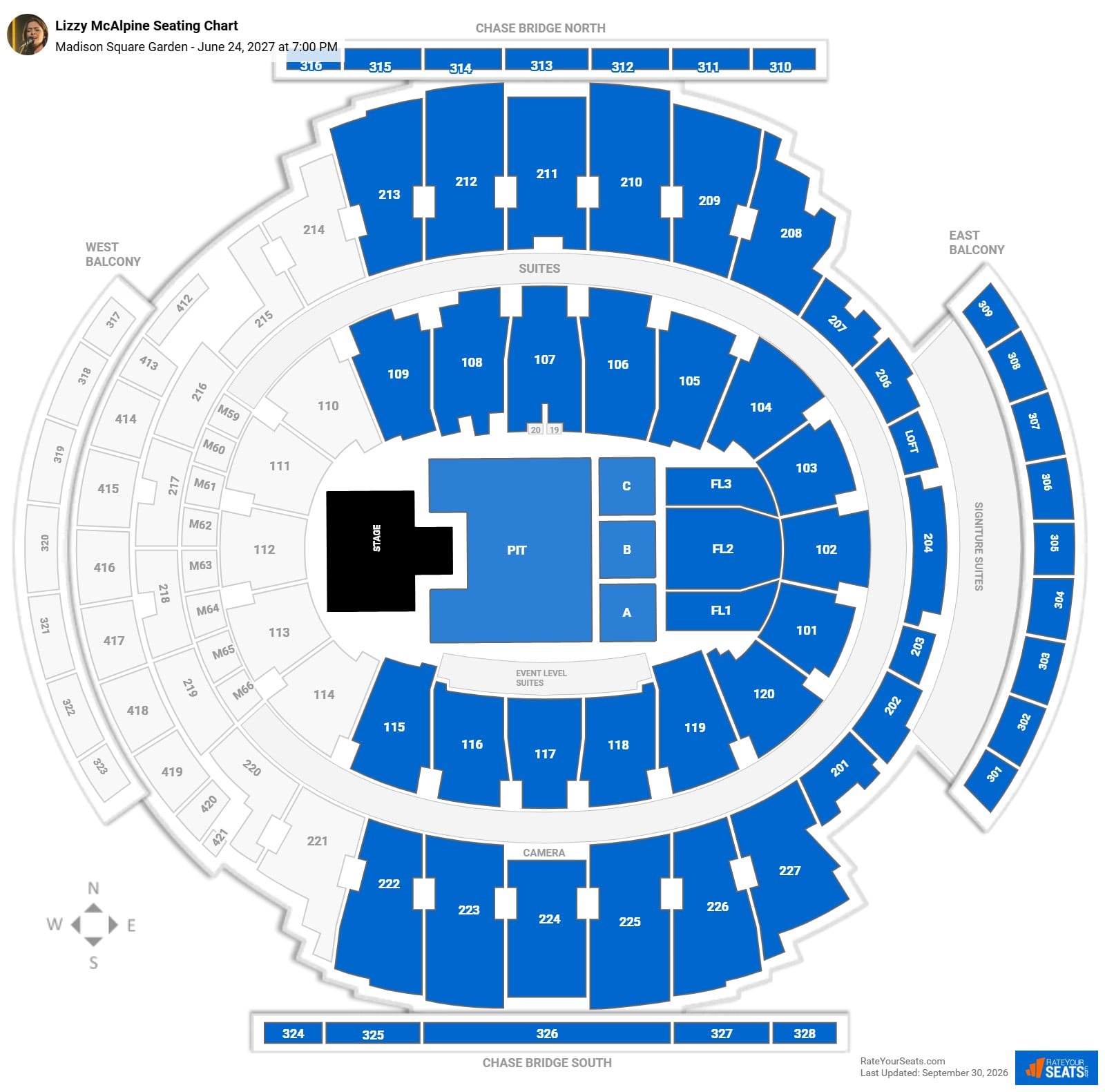 Lizzy McAlpine Seating Chart at Madison Square Garden