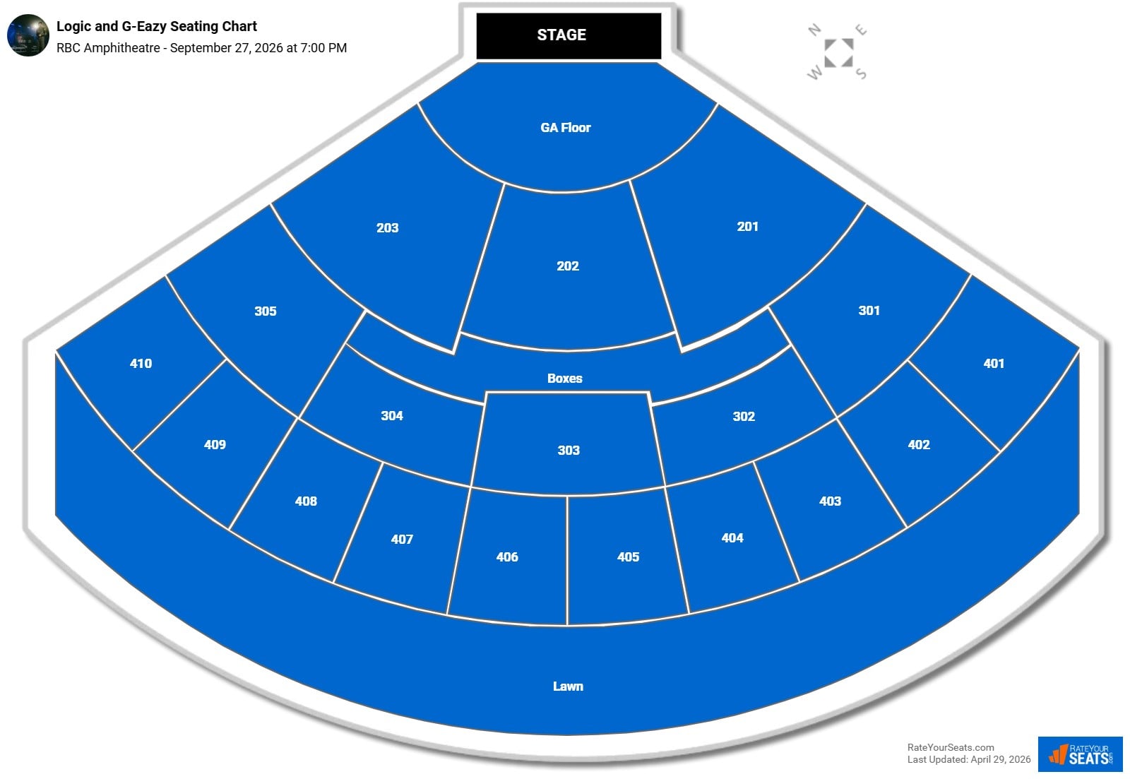 Logic and G-Eazy Seating Chart at RBC Amphitheatre