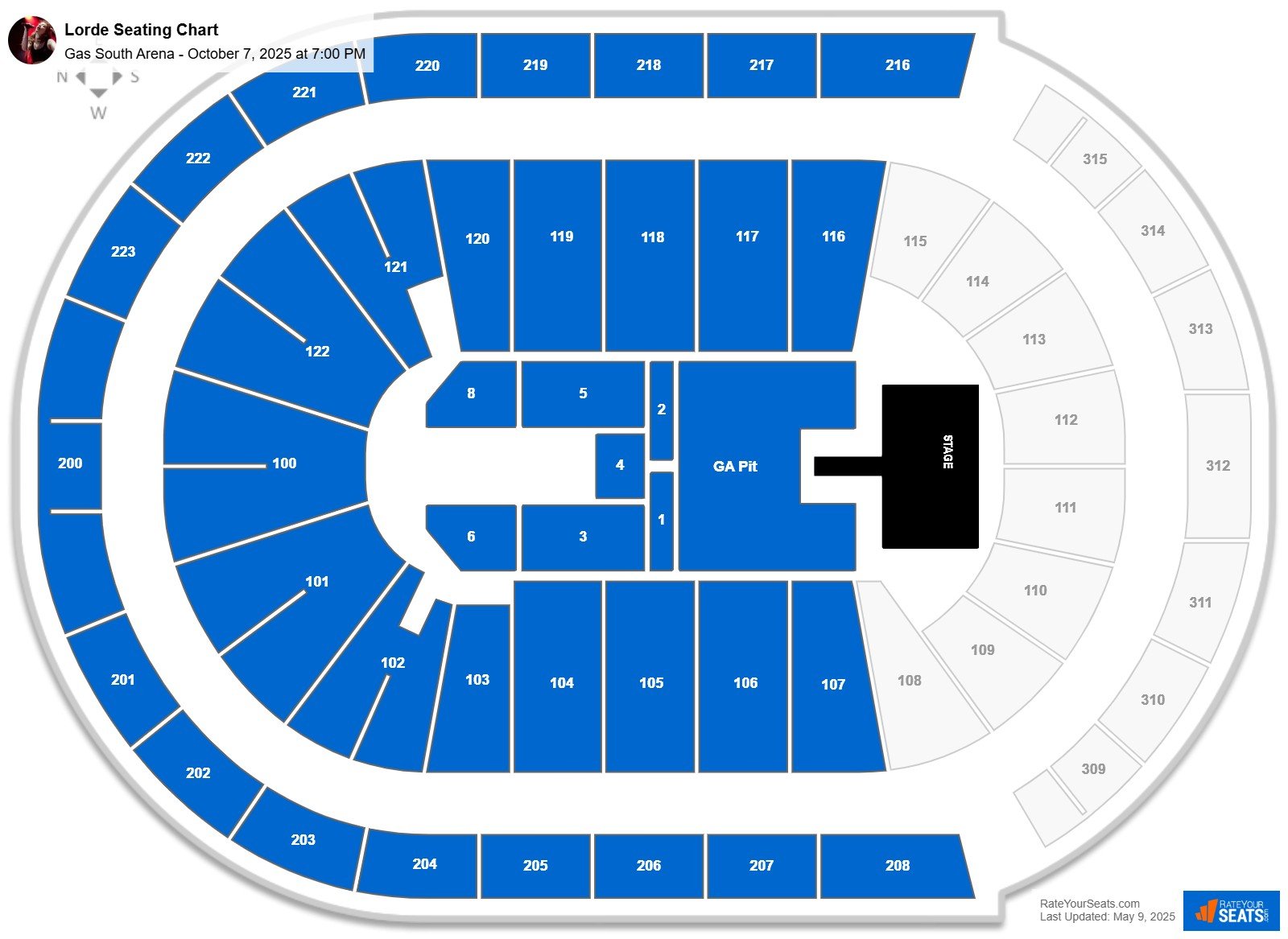 Lorde seating chart Gas South Arena