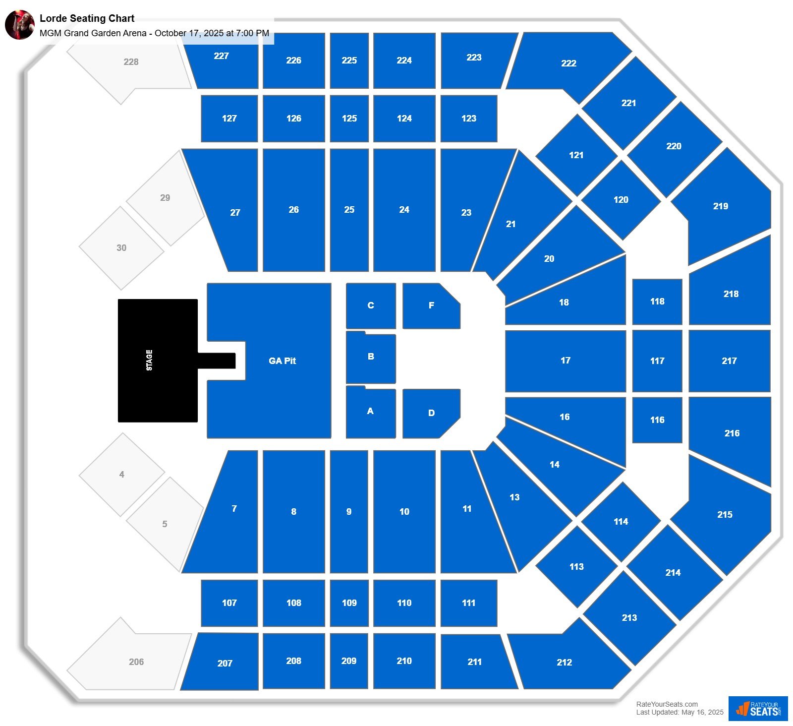 Lorde seating chart MGM Grand Garden Arena