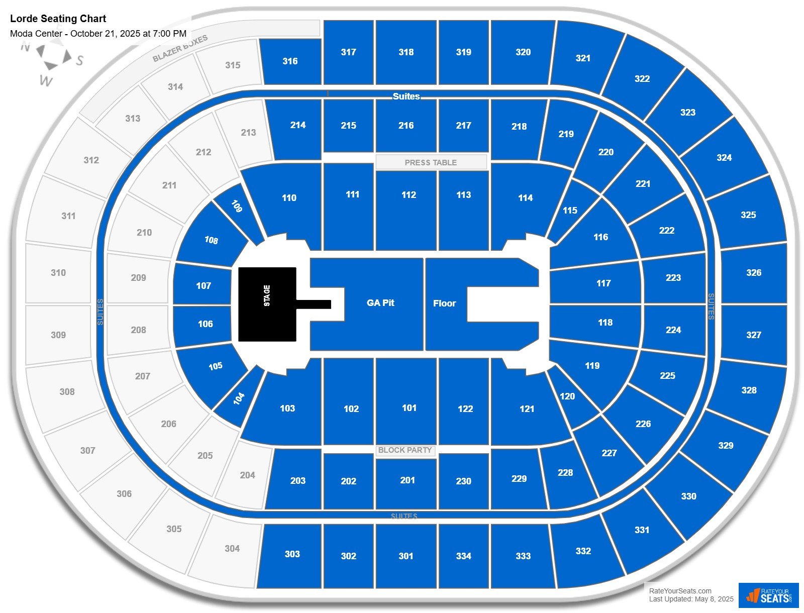 Lorde seating chart Moda Center