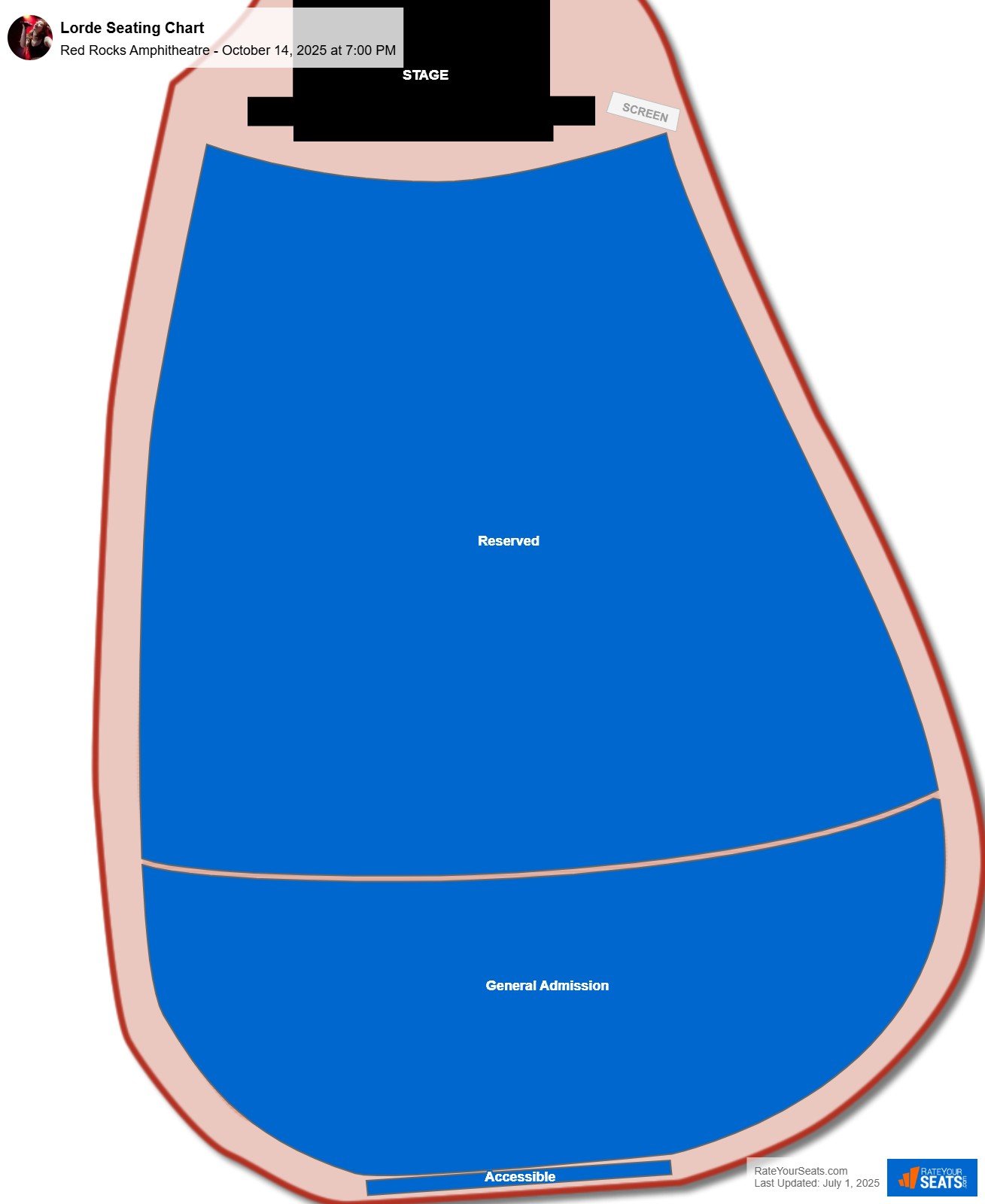 Lorde seating chart Red Rocks Amphitheatre