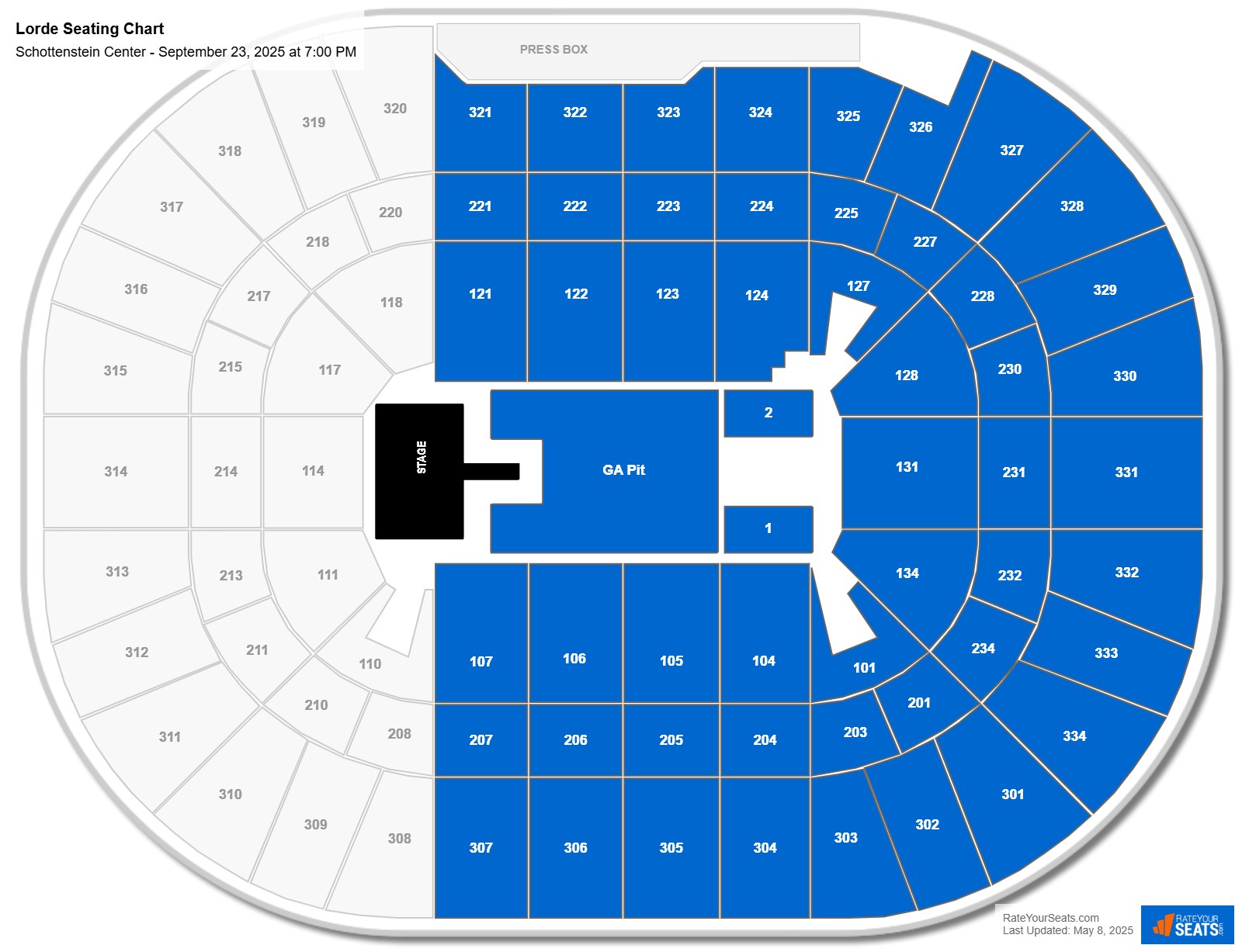 Lorde seating chart Schottenstein Center