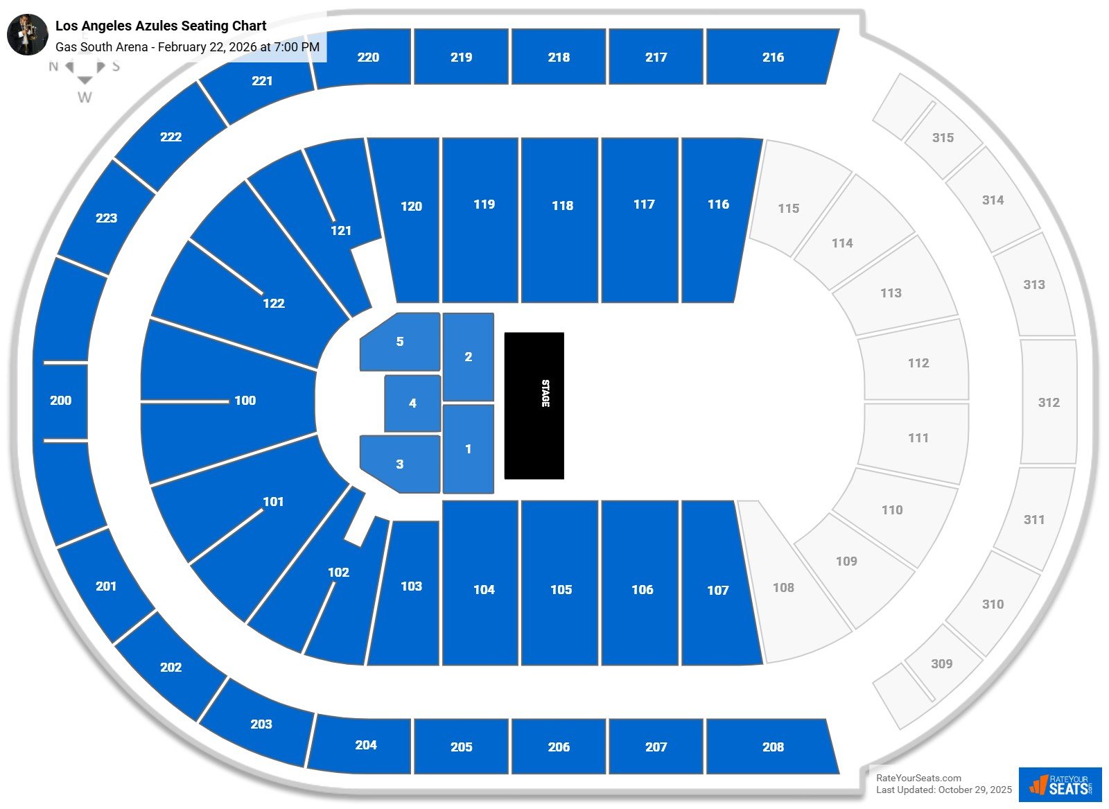 Los Angeles Azules seating chart Gas South Arena