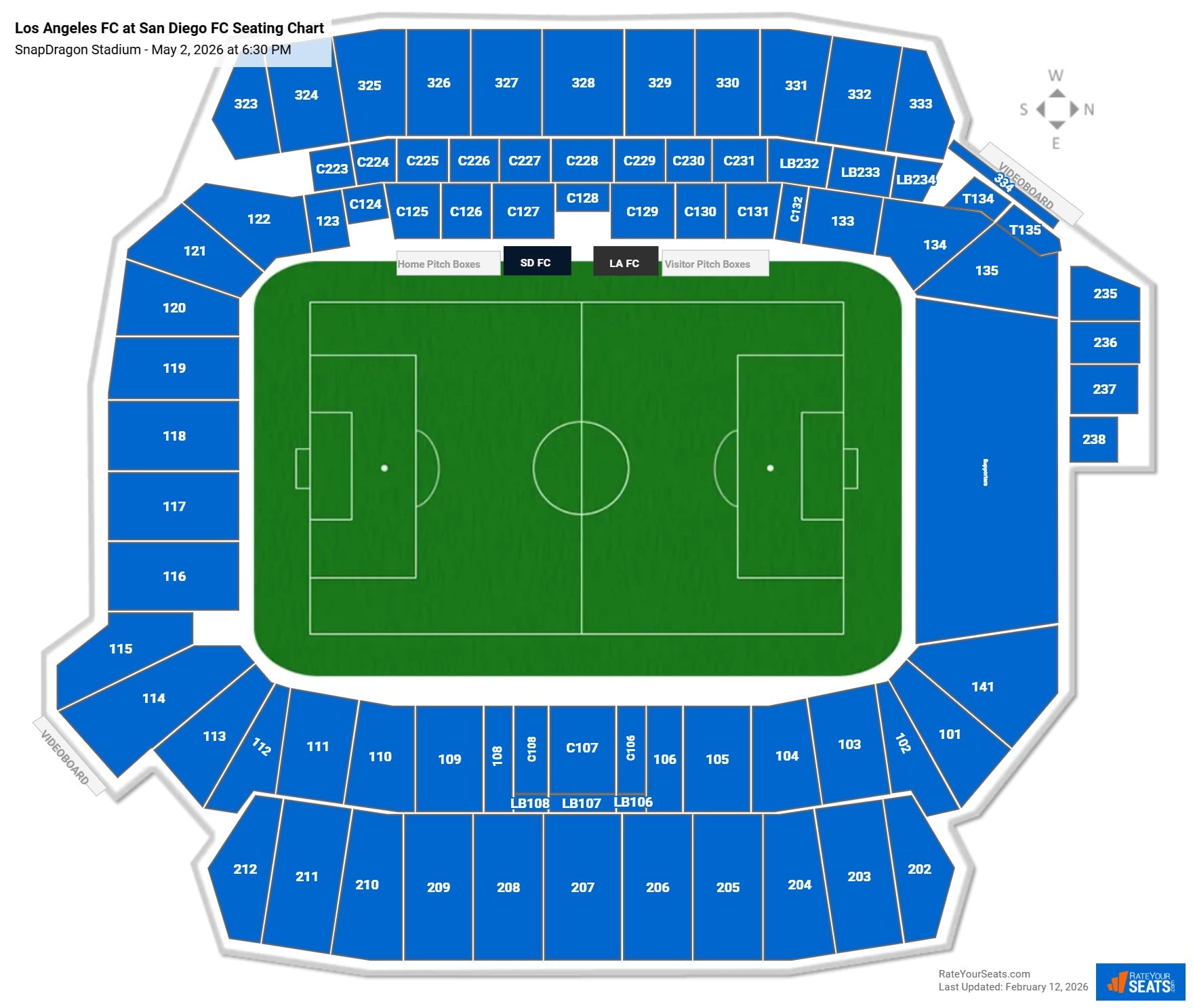 Los Angeles FC at San Diego FC seating chart SnapDragon Stadium