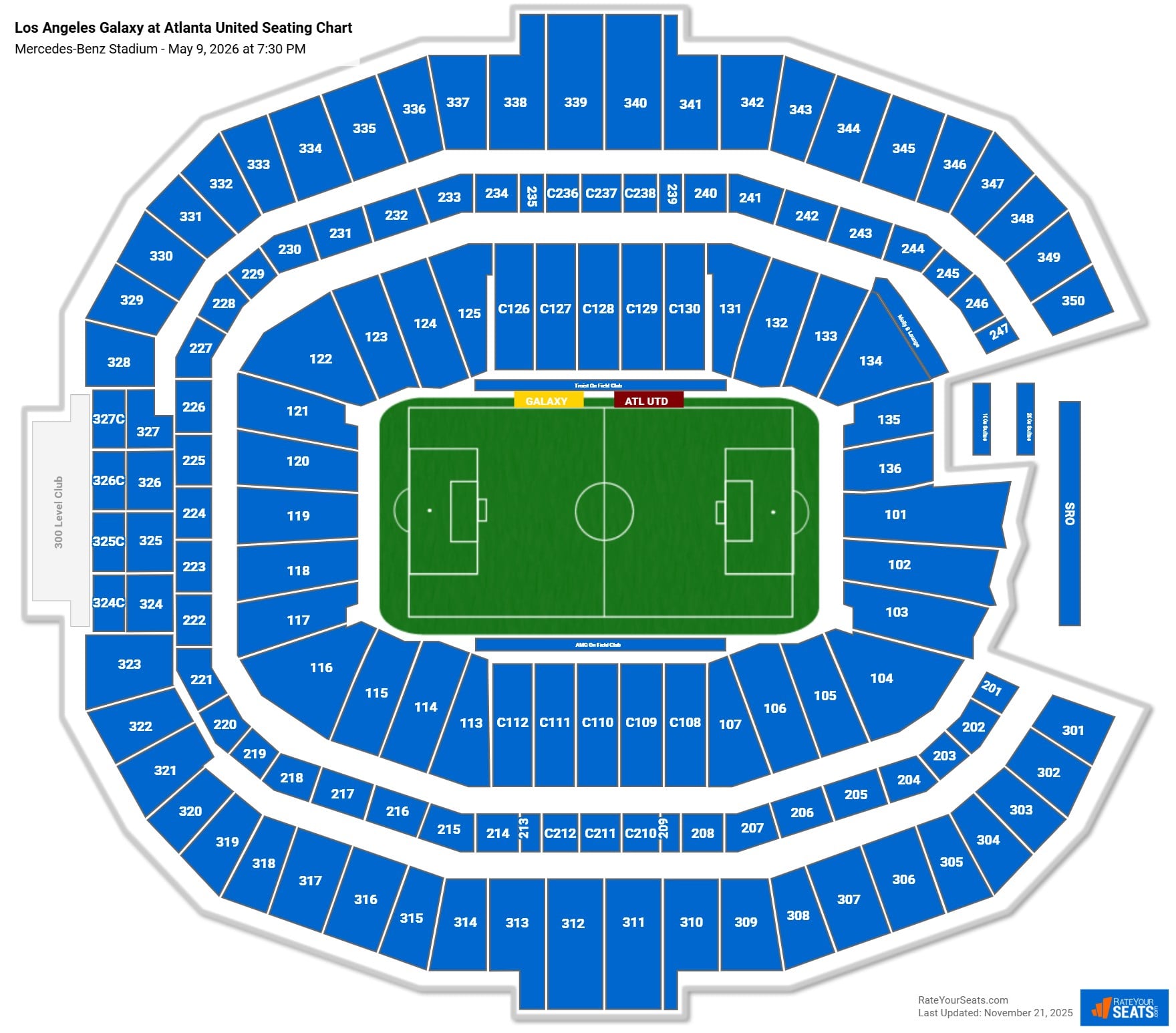 Los Angeles Galaxy at Atlanta United seating chart Mercedes-Benz Stadium