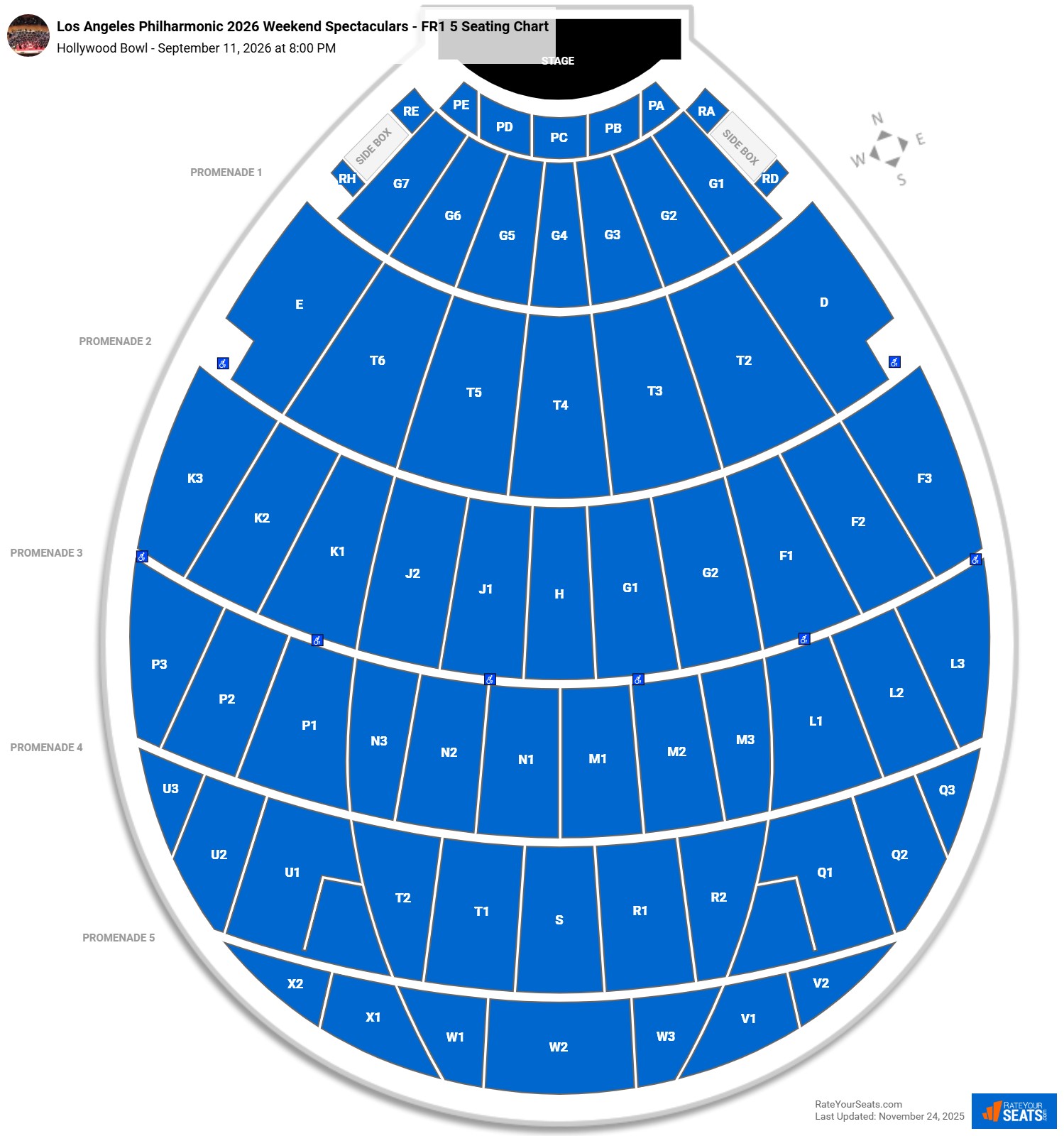 Los Angeles Philharmonic 2026 Weekend Spectaculars - FR1 5 seating chart Hollywood Bowl