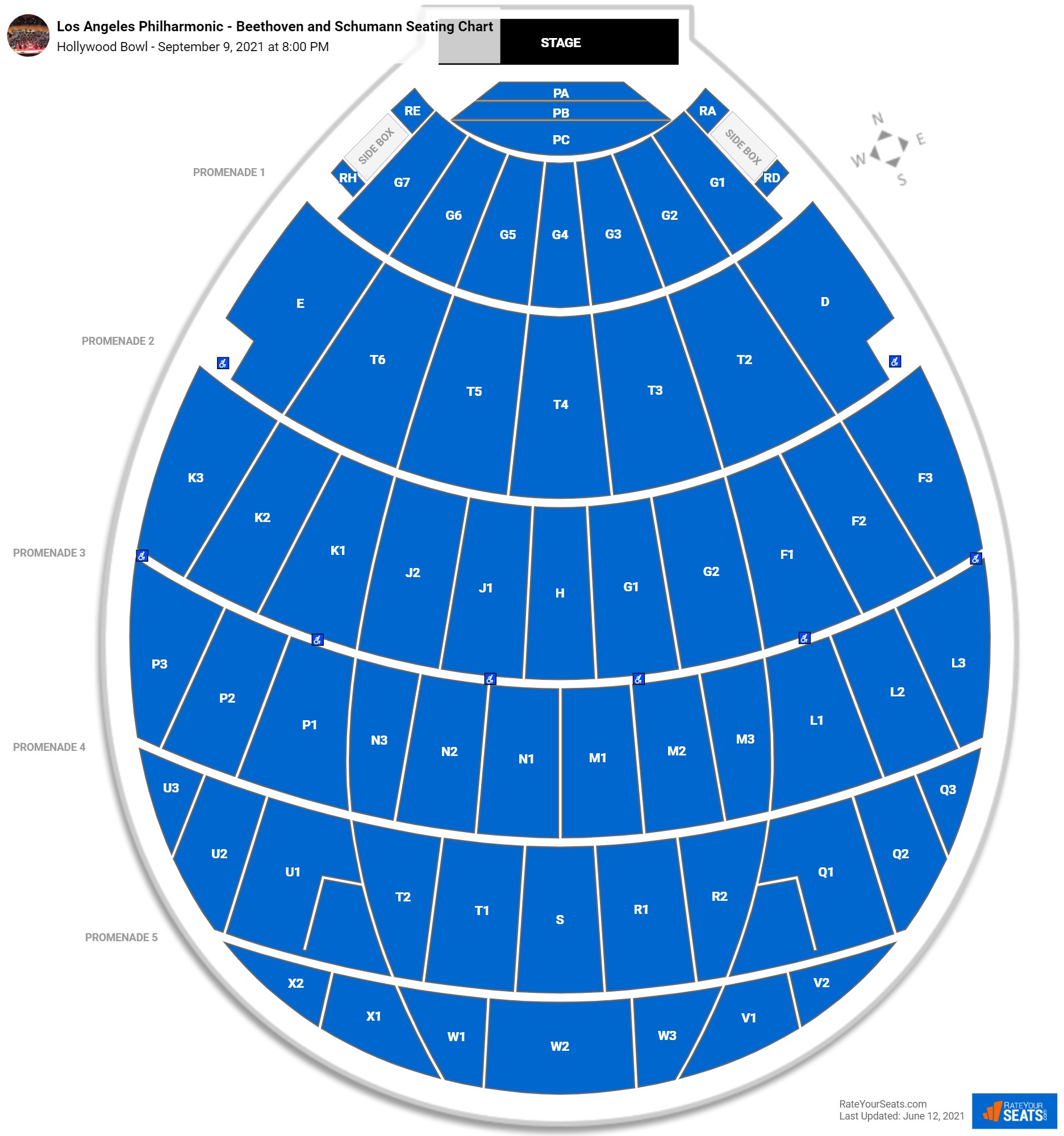 Los Angeles Philharmonic - Beethoven and Schumann seating chart Hollywood Bowl