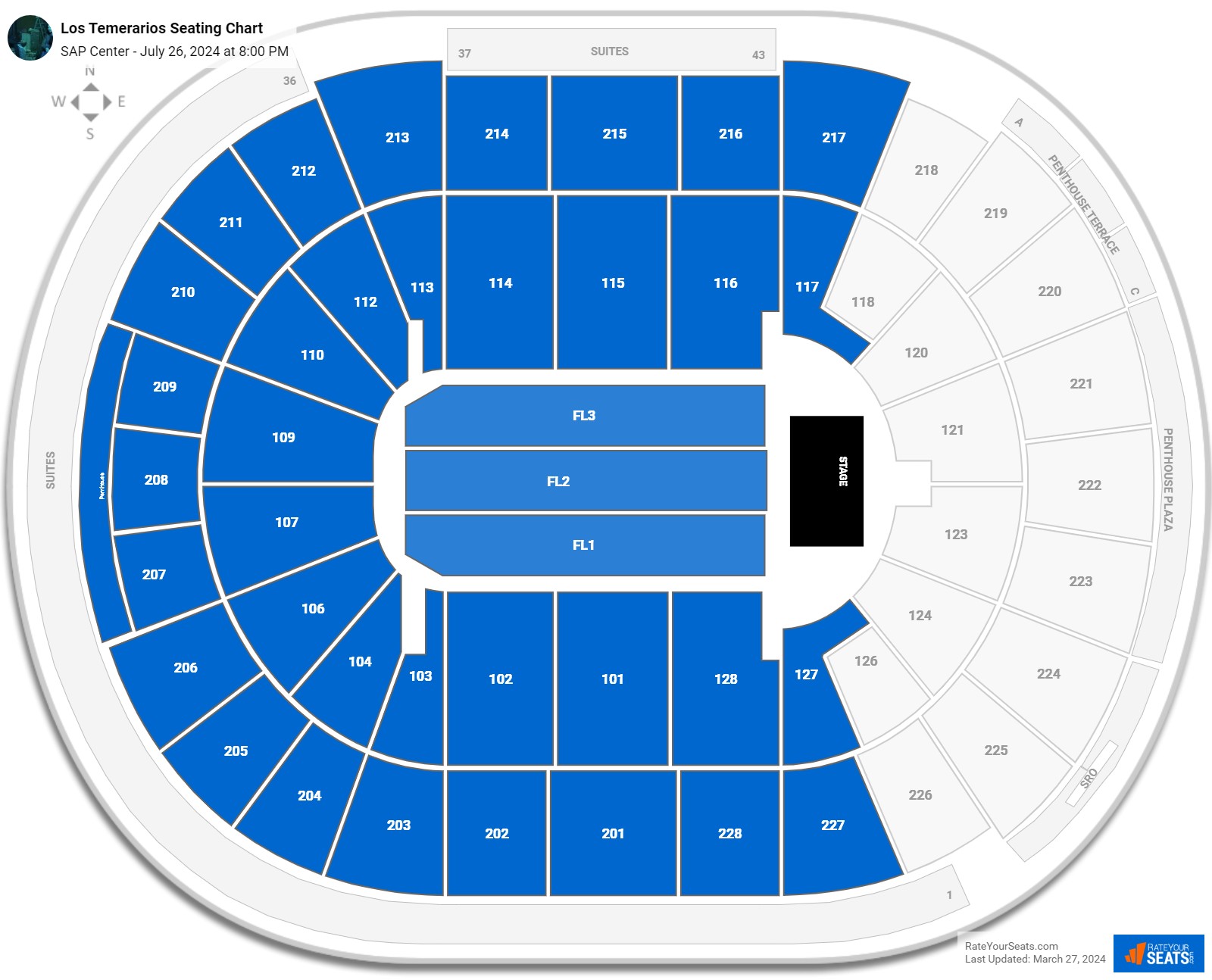 SAP Center Concert Seating Chart