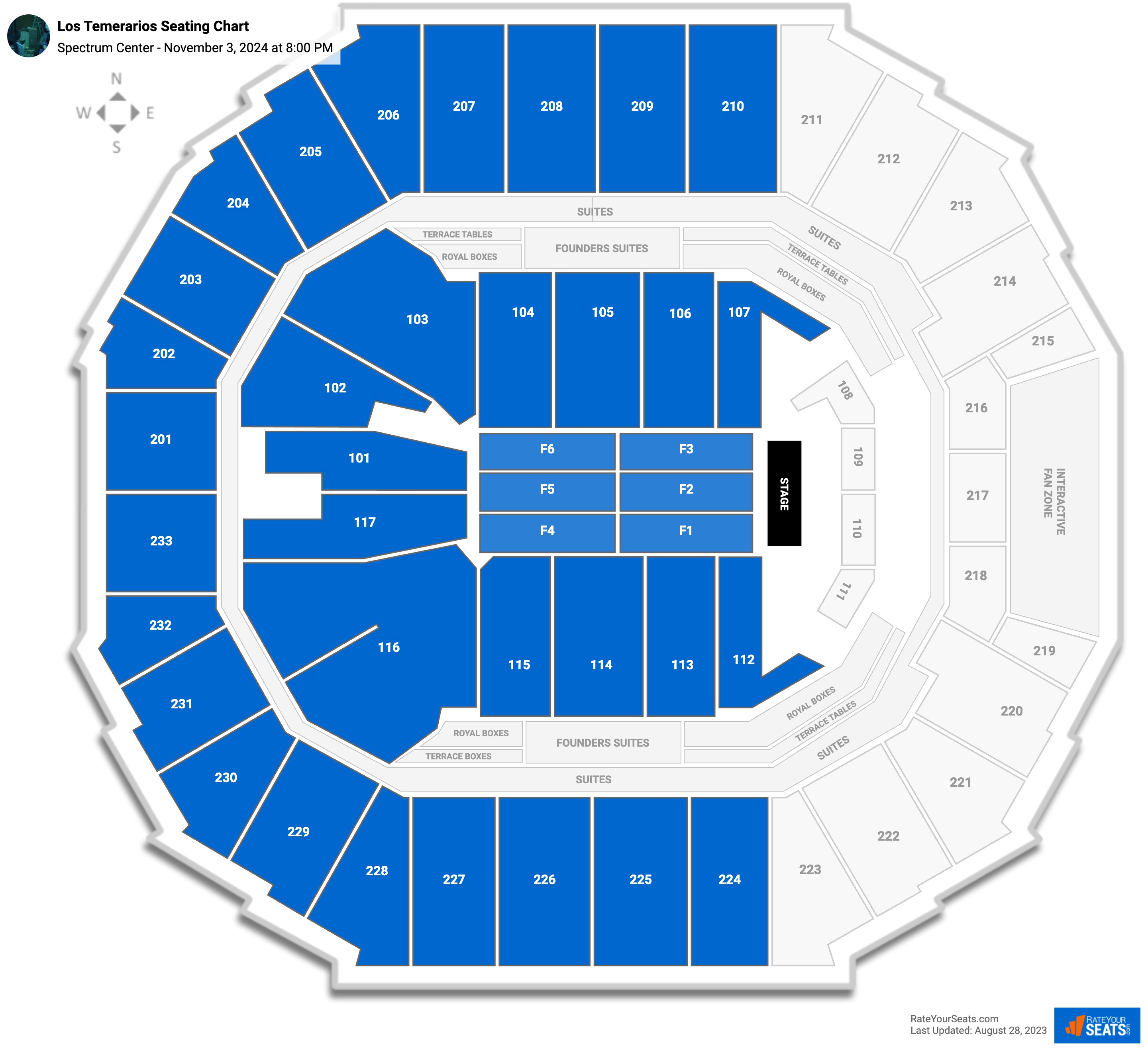Los Temerarios seating chart Spectrum Center