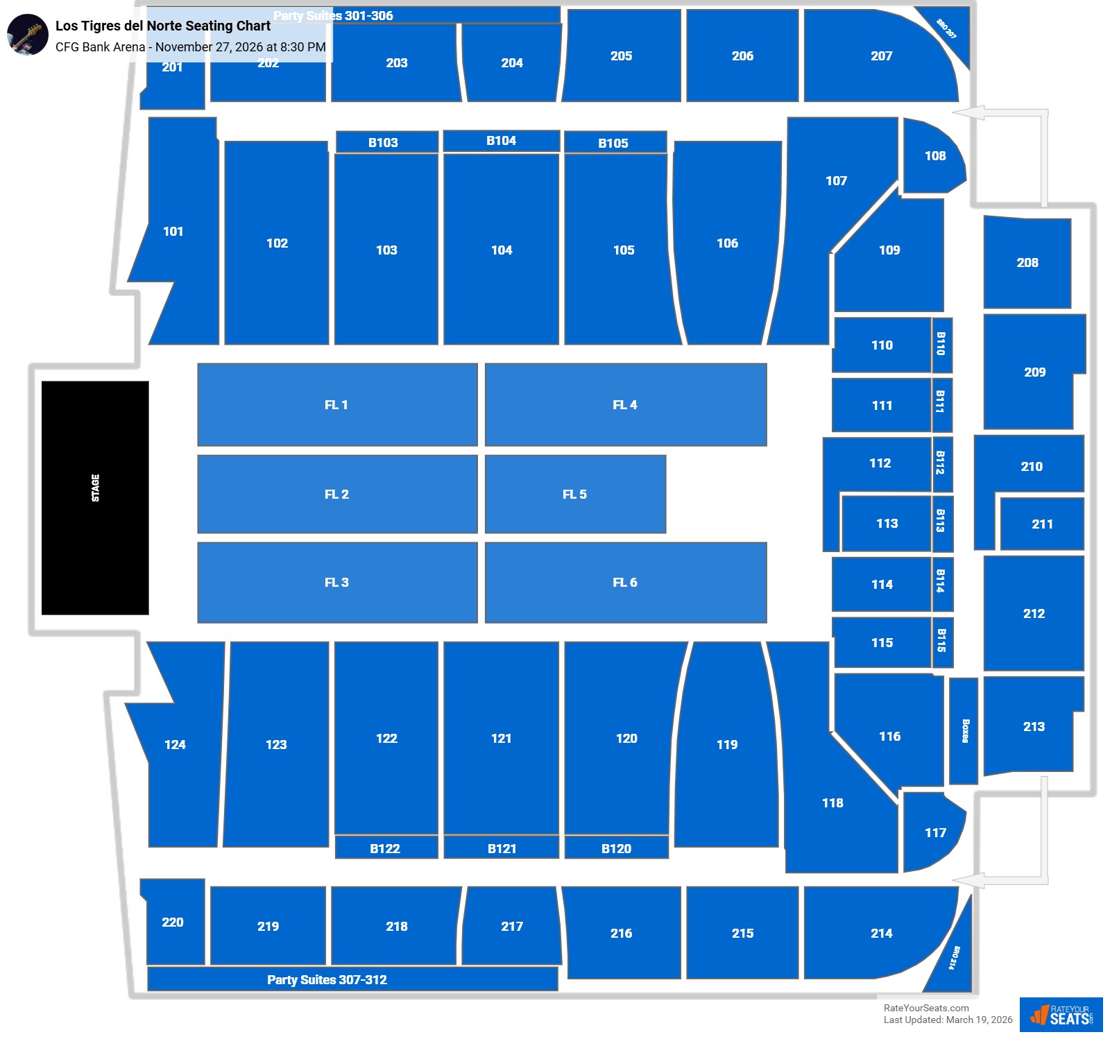 Los Tigres del Norte seating chart CFG Bank Arena