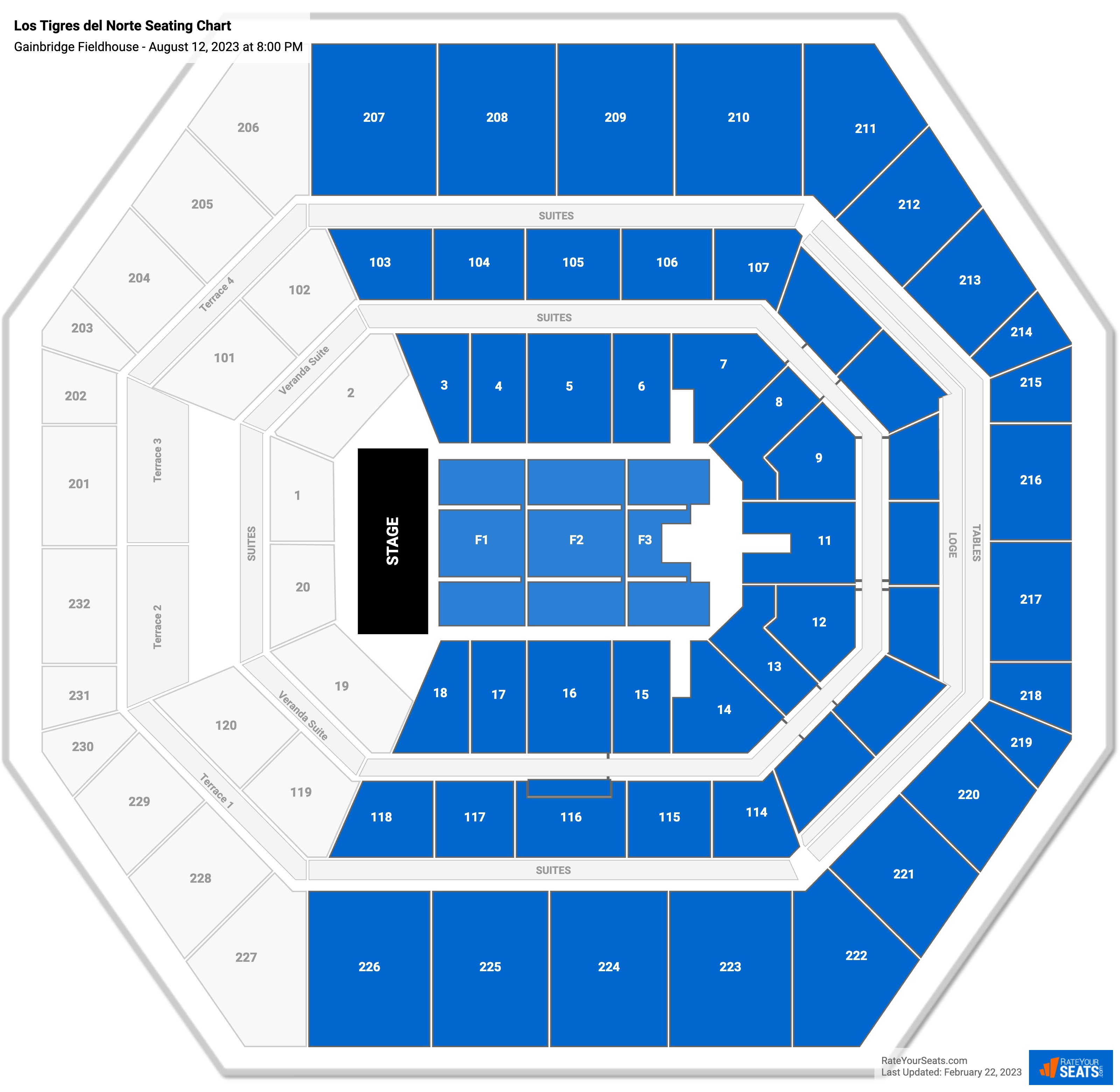 Los Tigres del Norte seating chart Gainbridge Fieldhouse