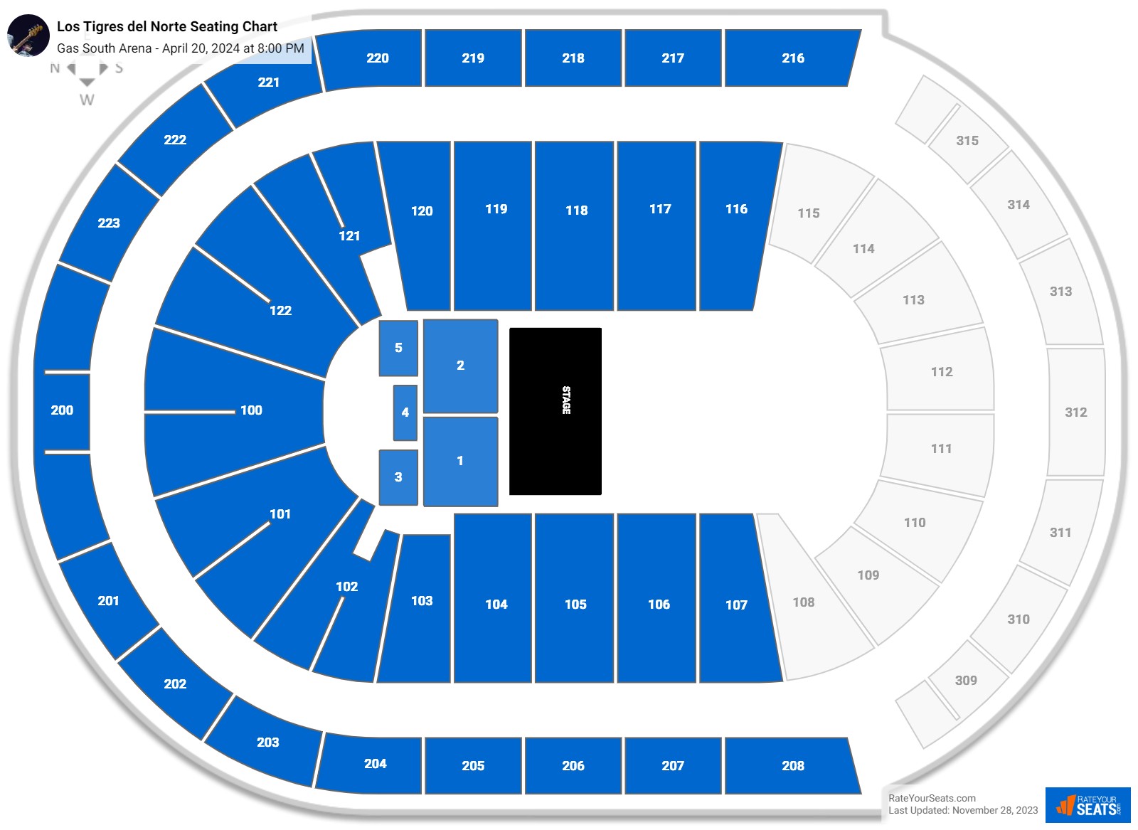 Los Tigres del Norte seating chart Gas South Arena