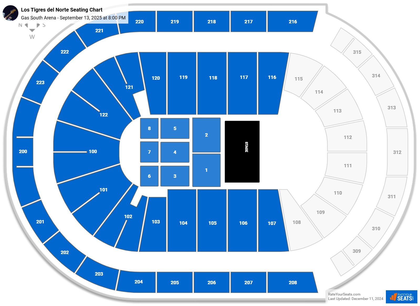 Los Tigres del Norte seating chart Gas South Arena