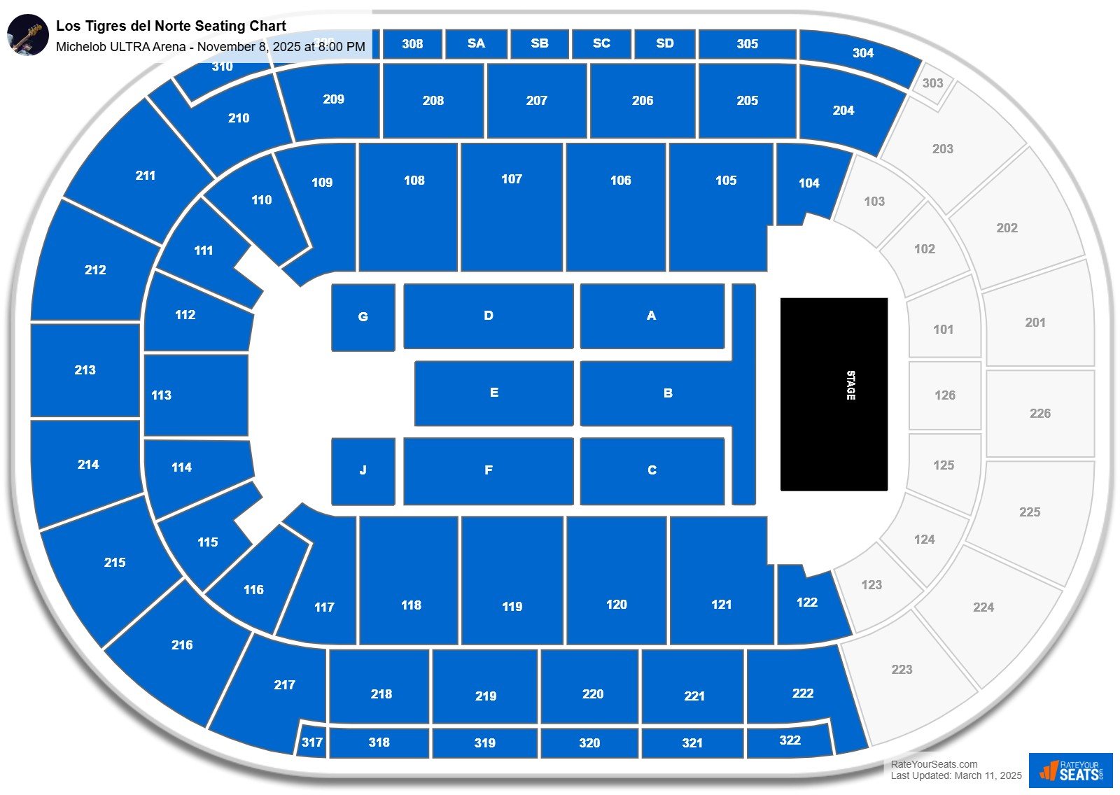 Los Tigres del Norte seating chart Michelob ULTRA Arena