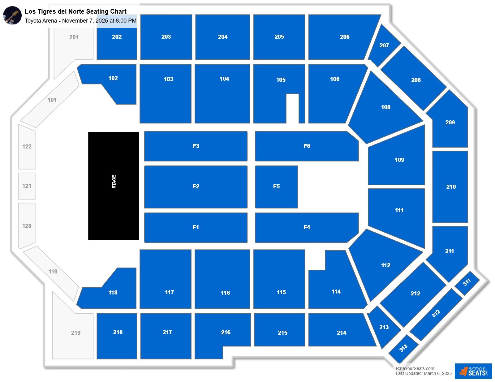 Los Tigres del Norte seating chart Toyota Arena