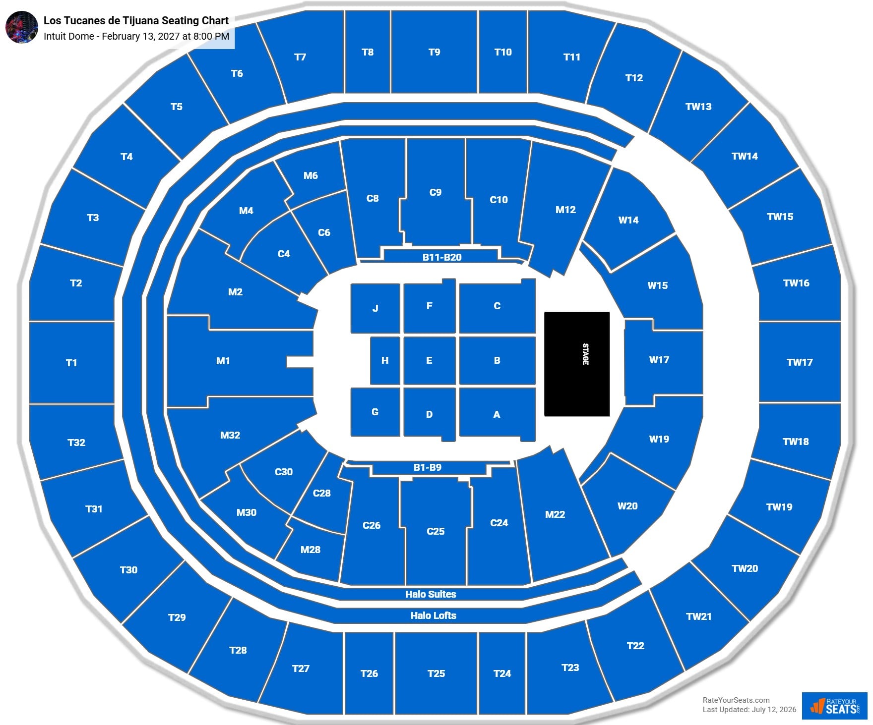 Los Tucanes de Tijuana Seating Chart at Intuit Dome