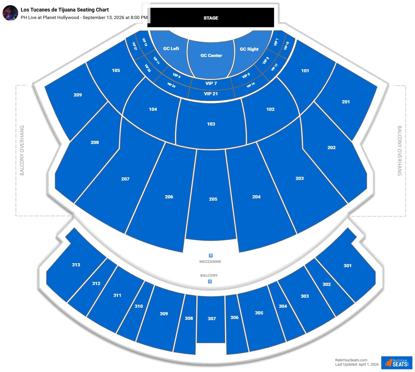 Los Tucanes de Tijuana seating chart PH Live at Planet Hollywood