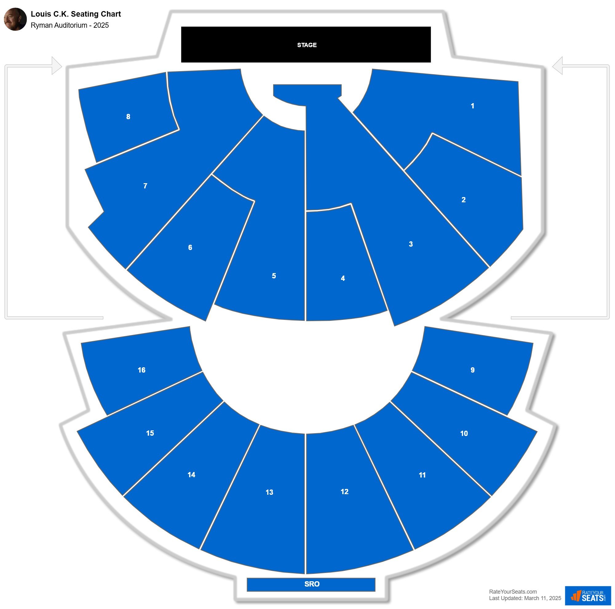 Louis C.K. seating chart Ryman Auditorium