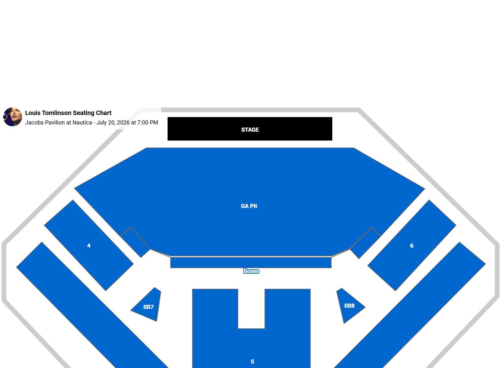 Louis Tomlinson seating chart Jacobs Pavilion at Nautica