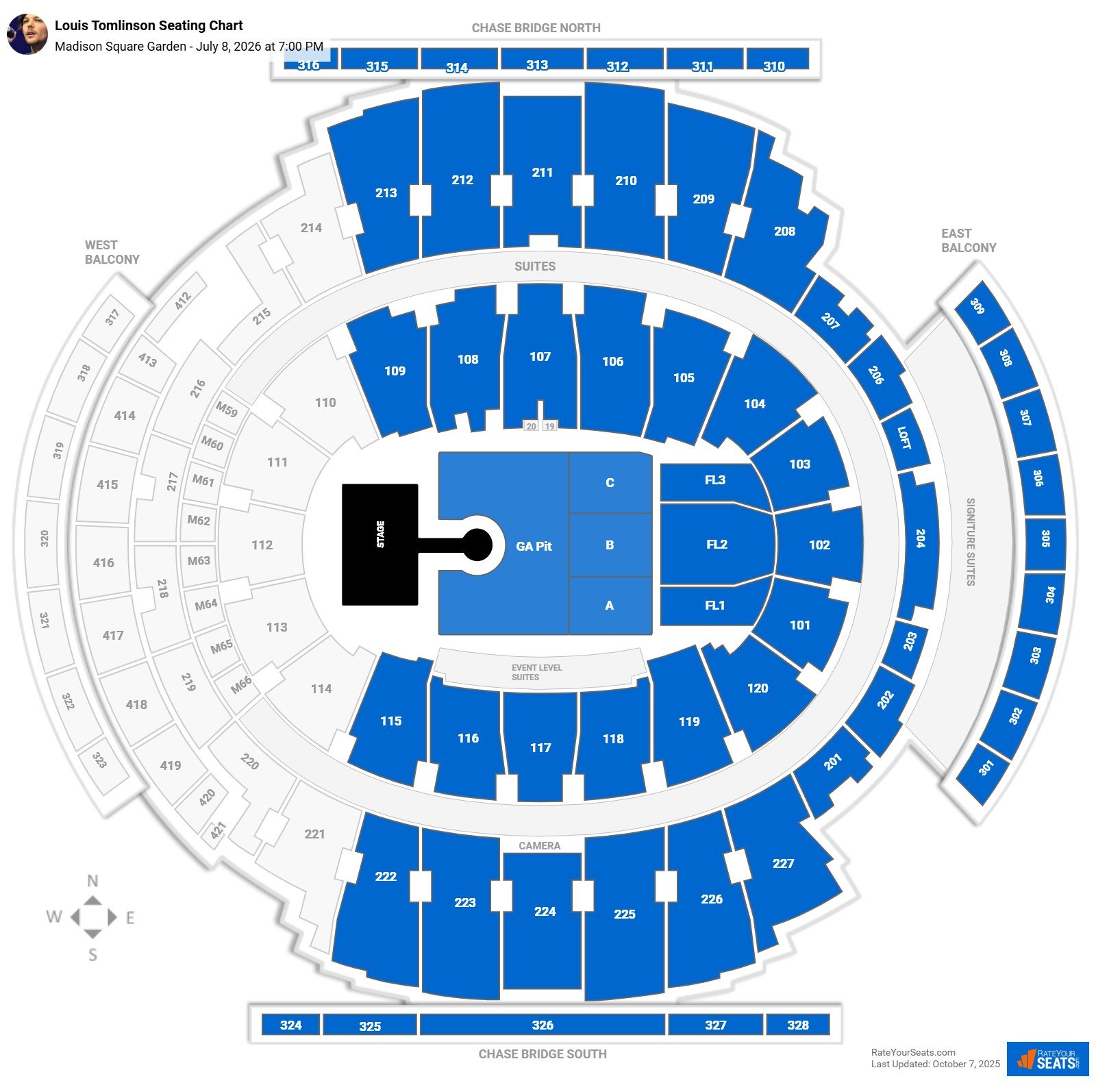 Louis Tomlinson seating chart Madison Square Garden