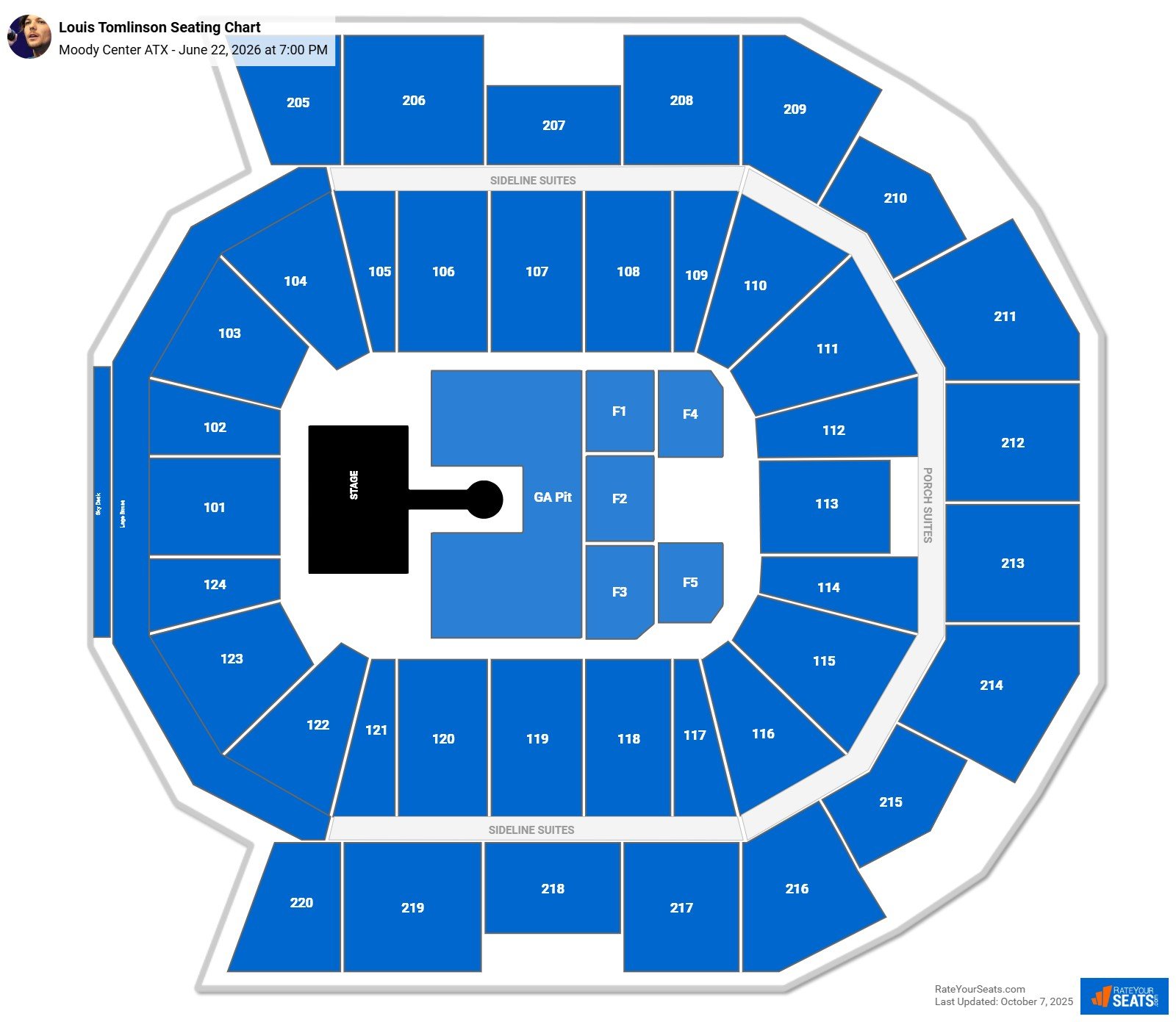 Louis Tomlinson seating chart Moody Center ATX