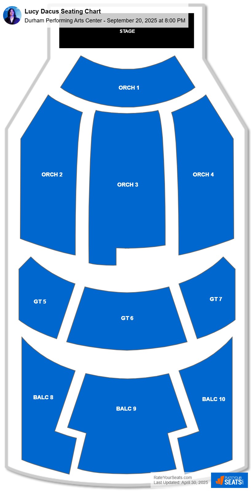 Lucy Dacus seating chart Durham Performing Arts Center