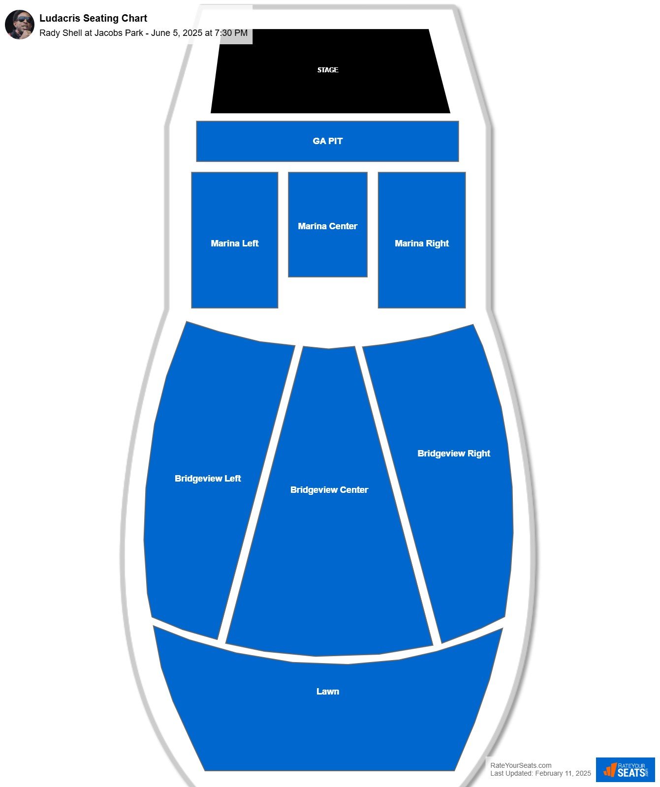 Ludacris seating chart Rady Shell at Jacobs Park