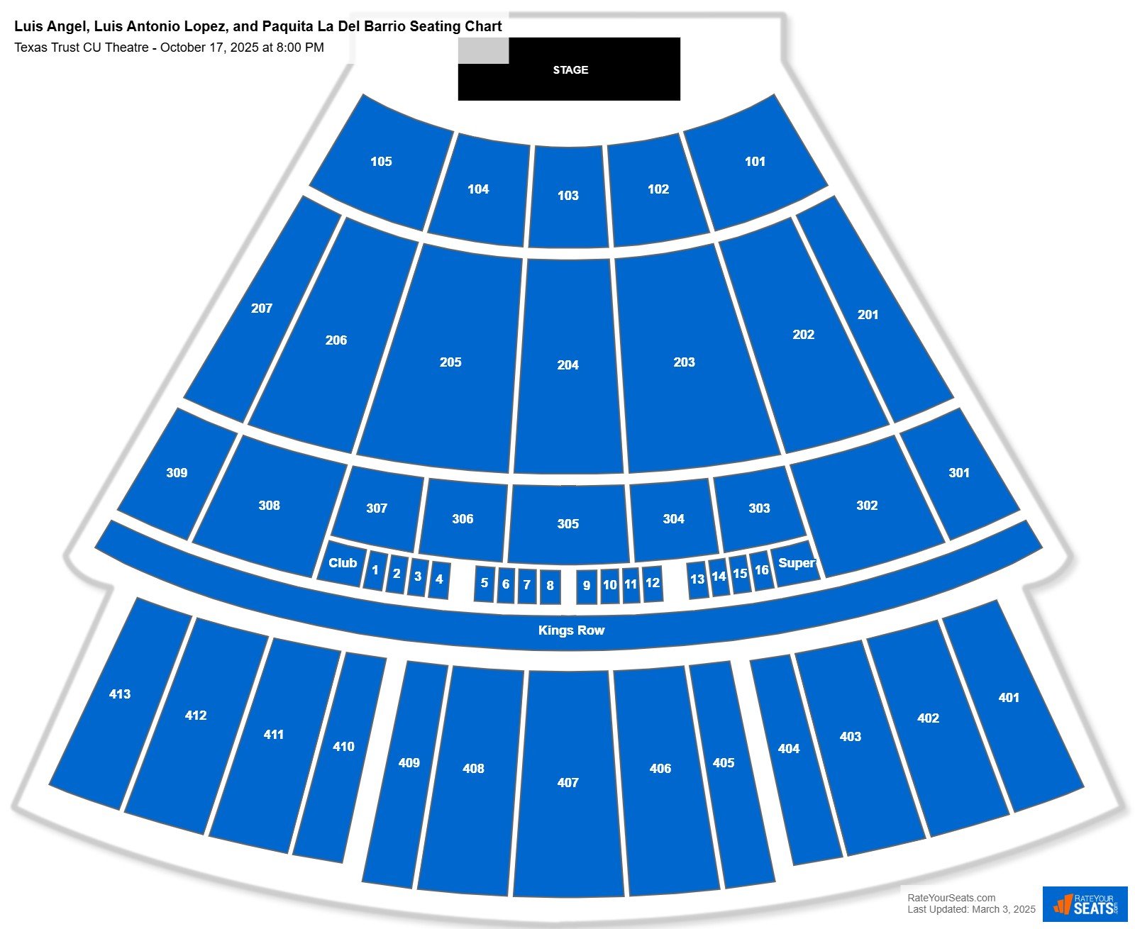 Luis Angel, Luis Antonio Lopez, and Paquita La Del Barrio seating chart Texas Trust CU Theatre