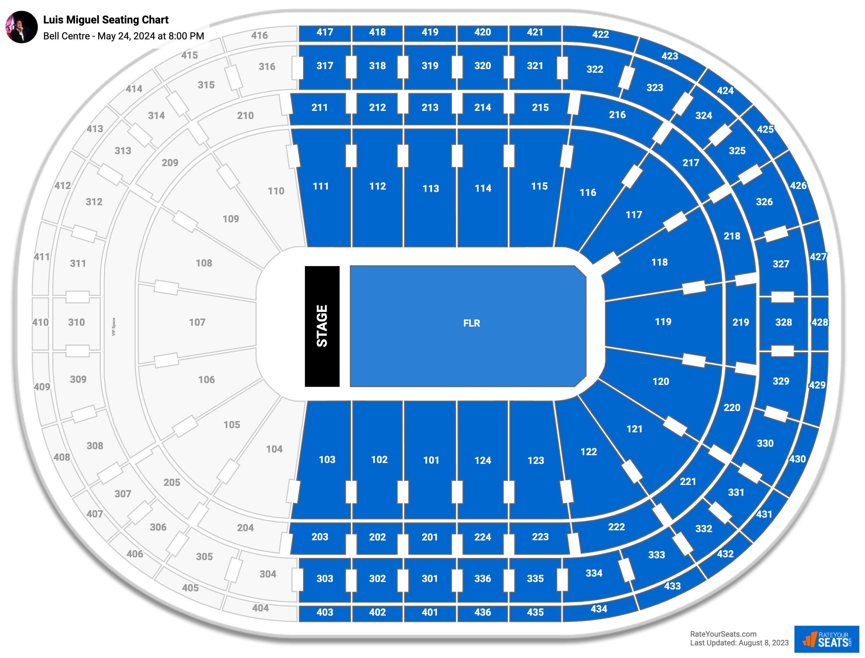 Luis Miguel seating chart Bell Centre