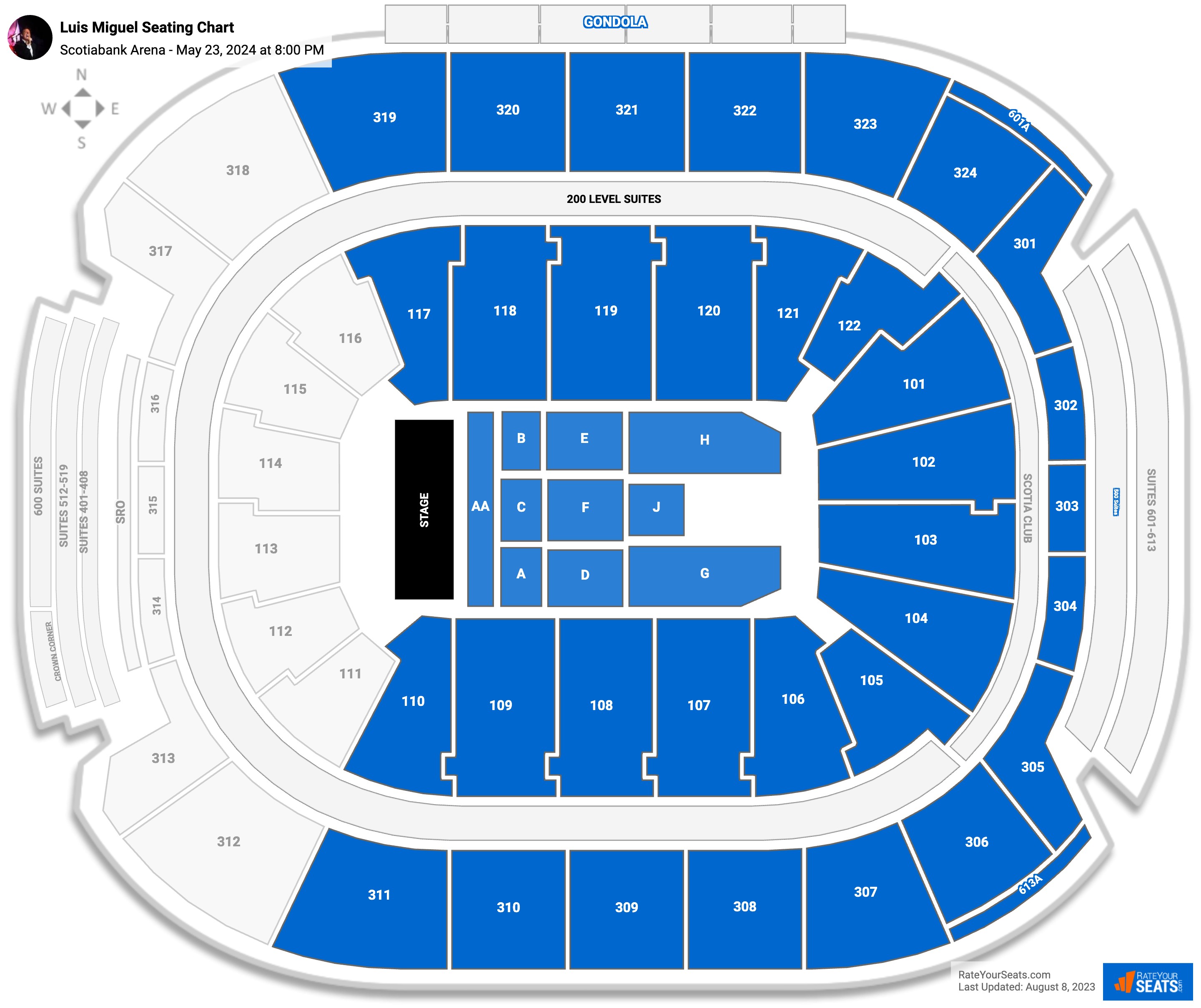 Luis Miguel seating chart Scotiabank Arena