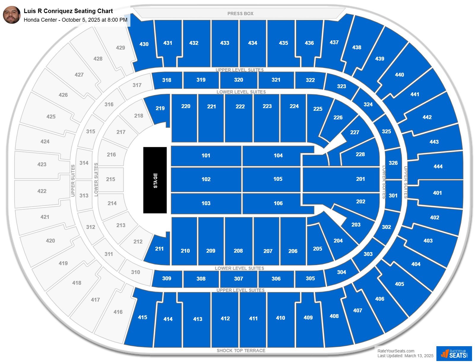 Luis R Conriquez seating chart Honda Center
