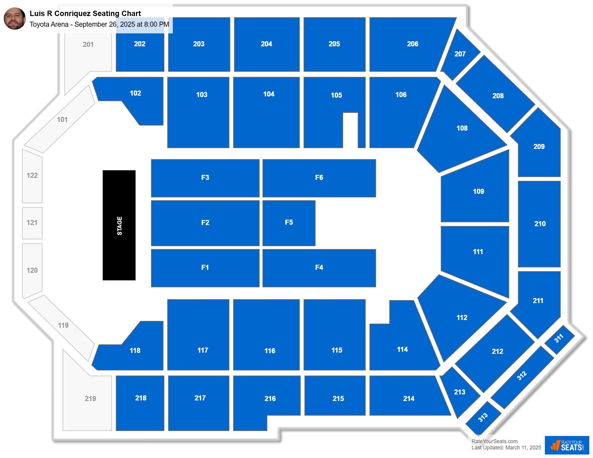 Luis R Conriquez seating chart Toyota Arena