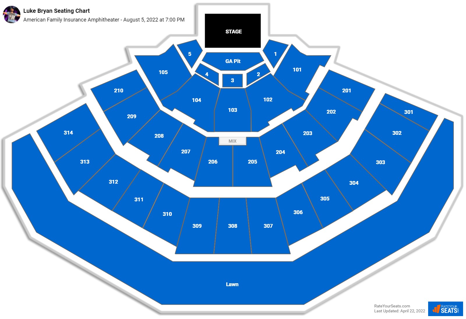 Luke Bryan seating chart American Family Insurance Amphitheater