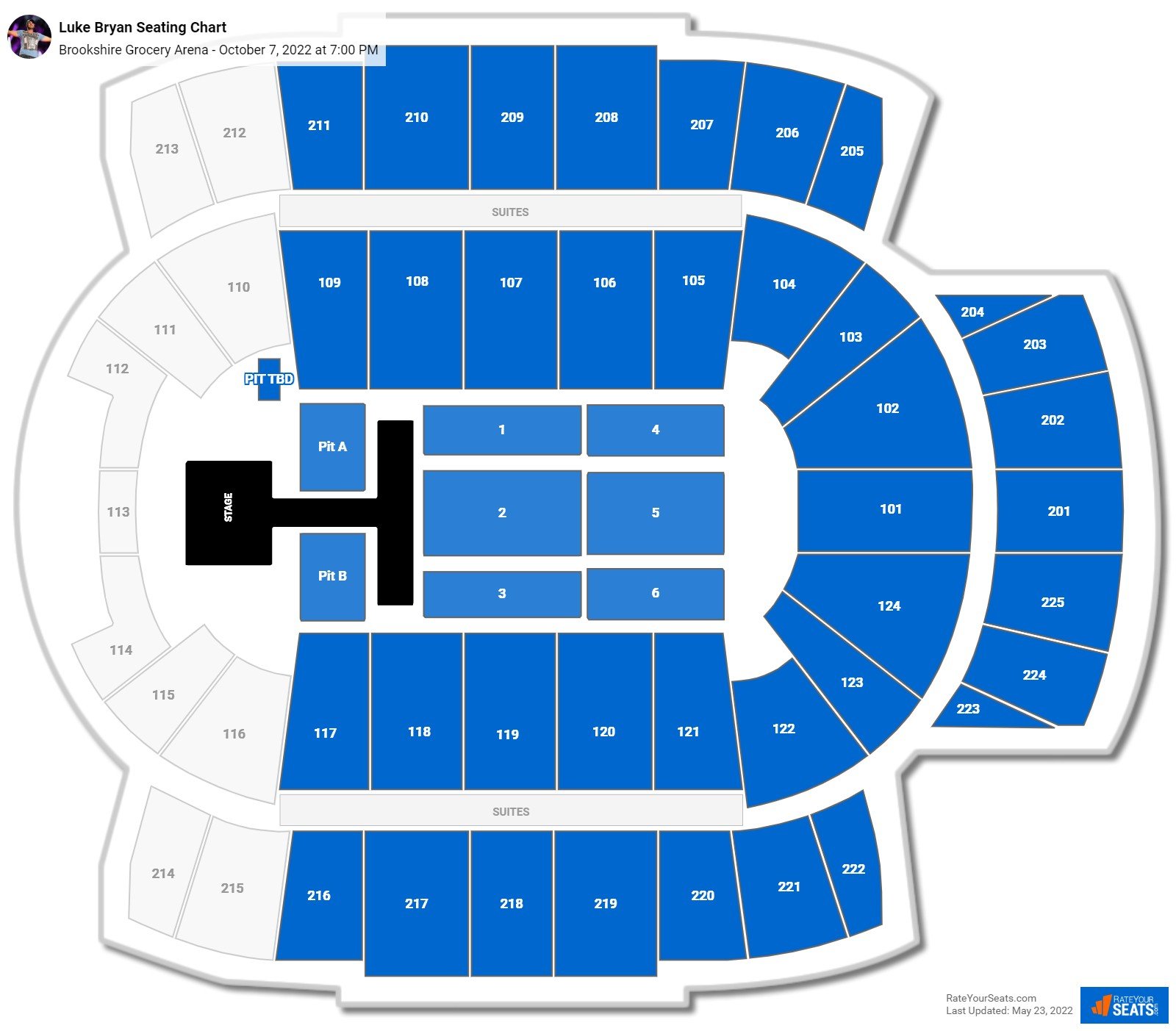 Luke Bryan seating chart Brookshire Grocery Arena